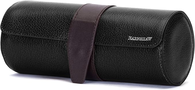 Thomas Earnshaw Mens Watch & Watch Roll Gift Set, Black Vegan Leather Watch Roll Case and Longitude Automatic Skeleton Caviar Black Watch ES-8006-AMSET4
