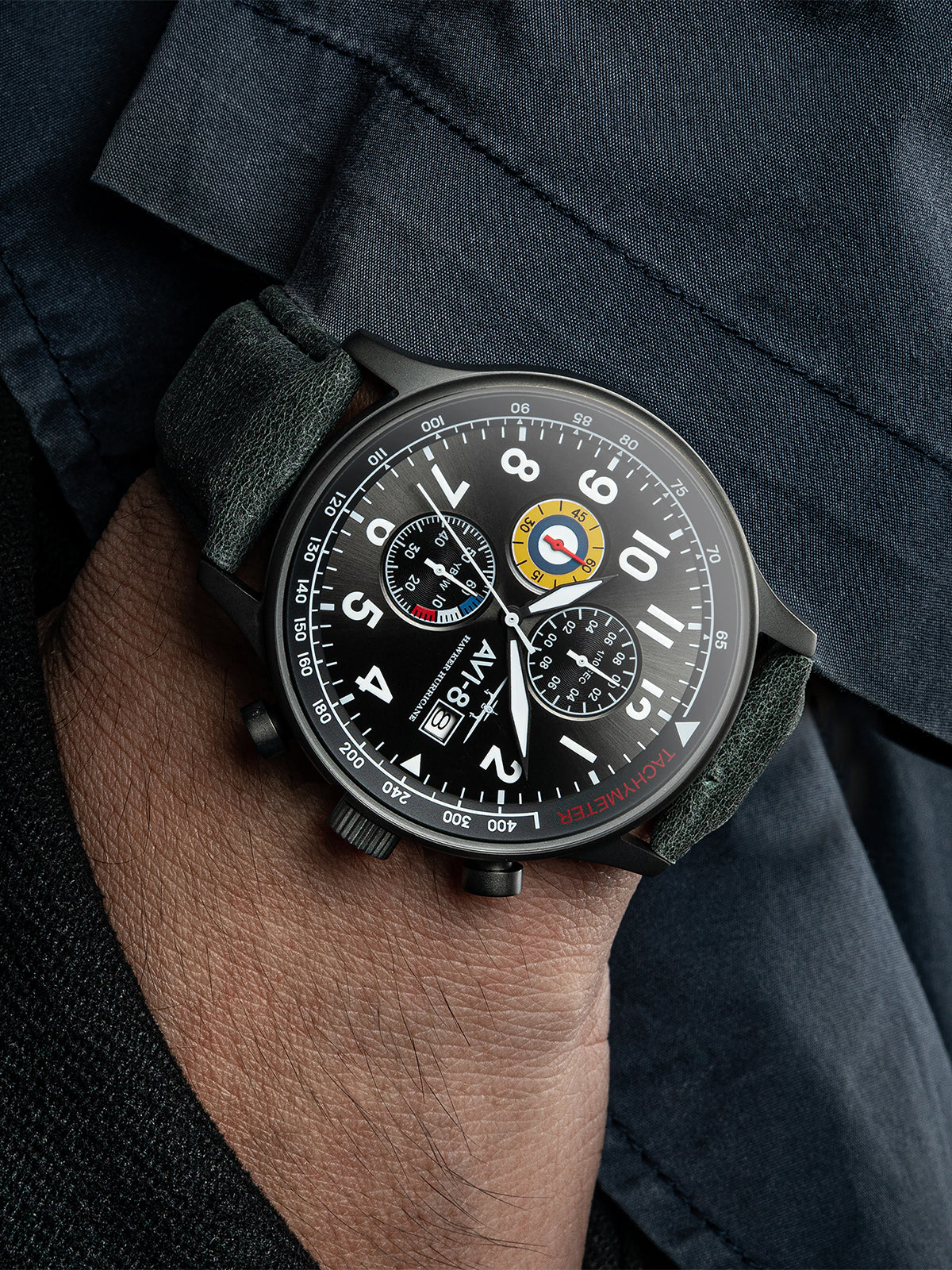 AVI-8 AVI-8 Pilot Hawker Hurricane Men's Japanese Quartz Military Green Watch AV-4011-0D