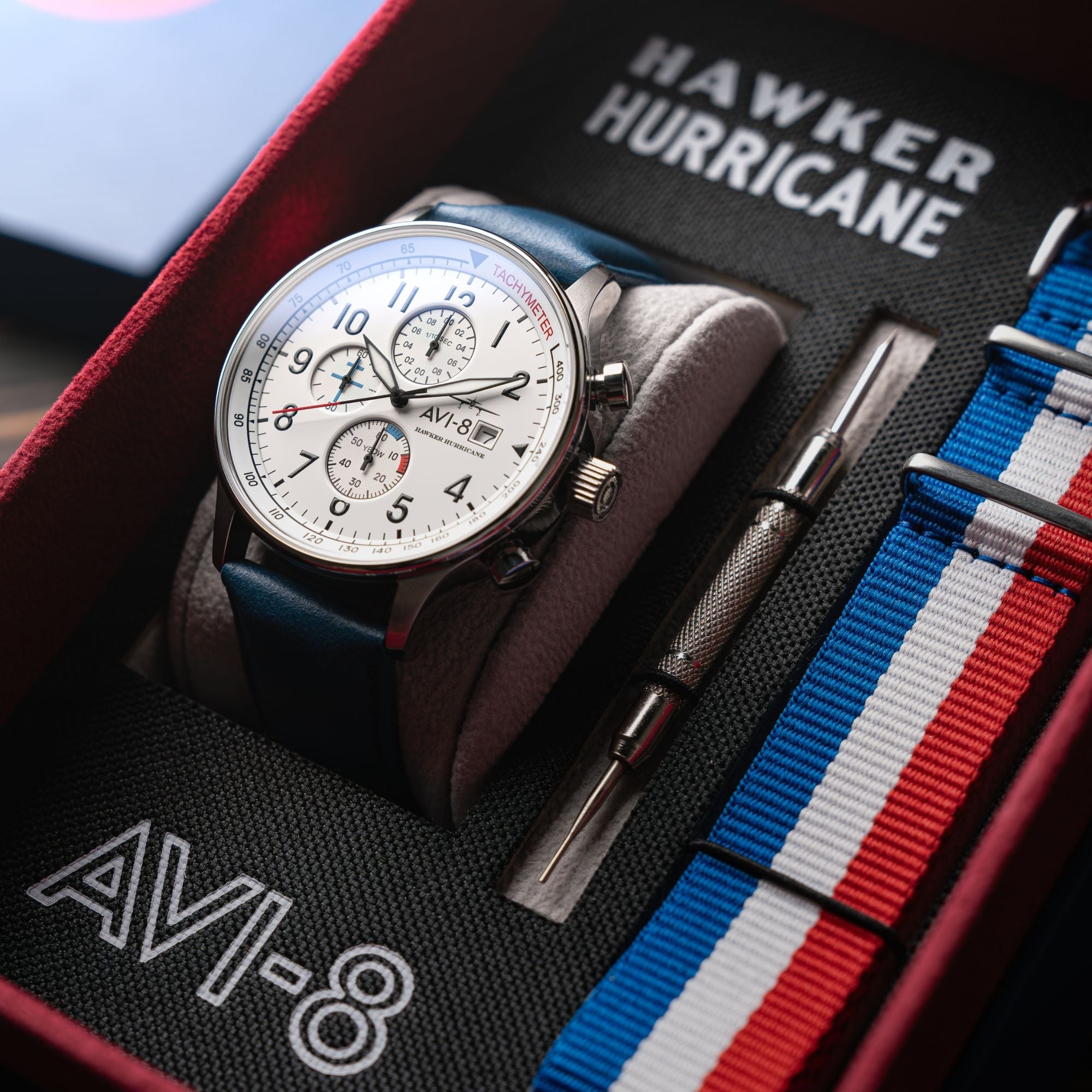 AVI-8 AVI-8 Hawker Hurricane Classic Chronograph Blue White Men's Watch AV-4011-0X