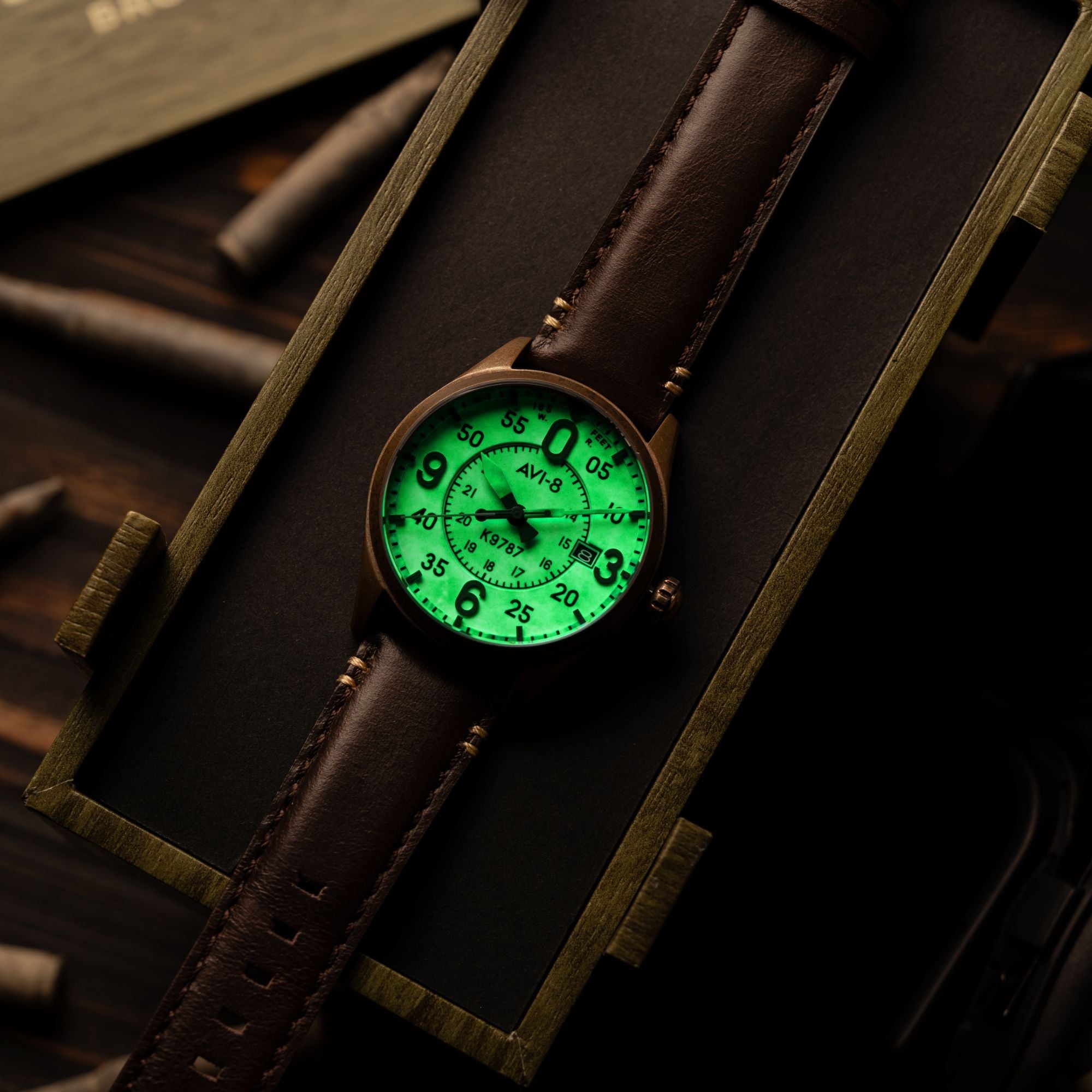 AVI-8 AVI-8 Spitfire Smith Automatic Oxidized Bronze Men's Watch AV-4090-07