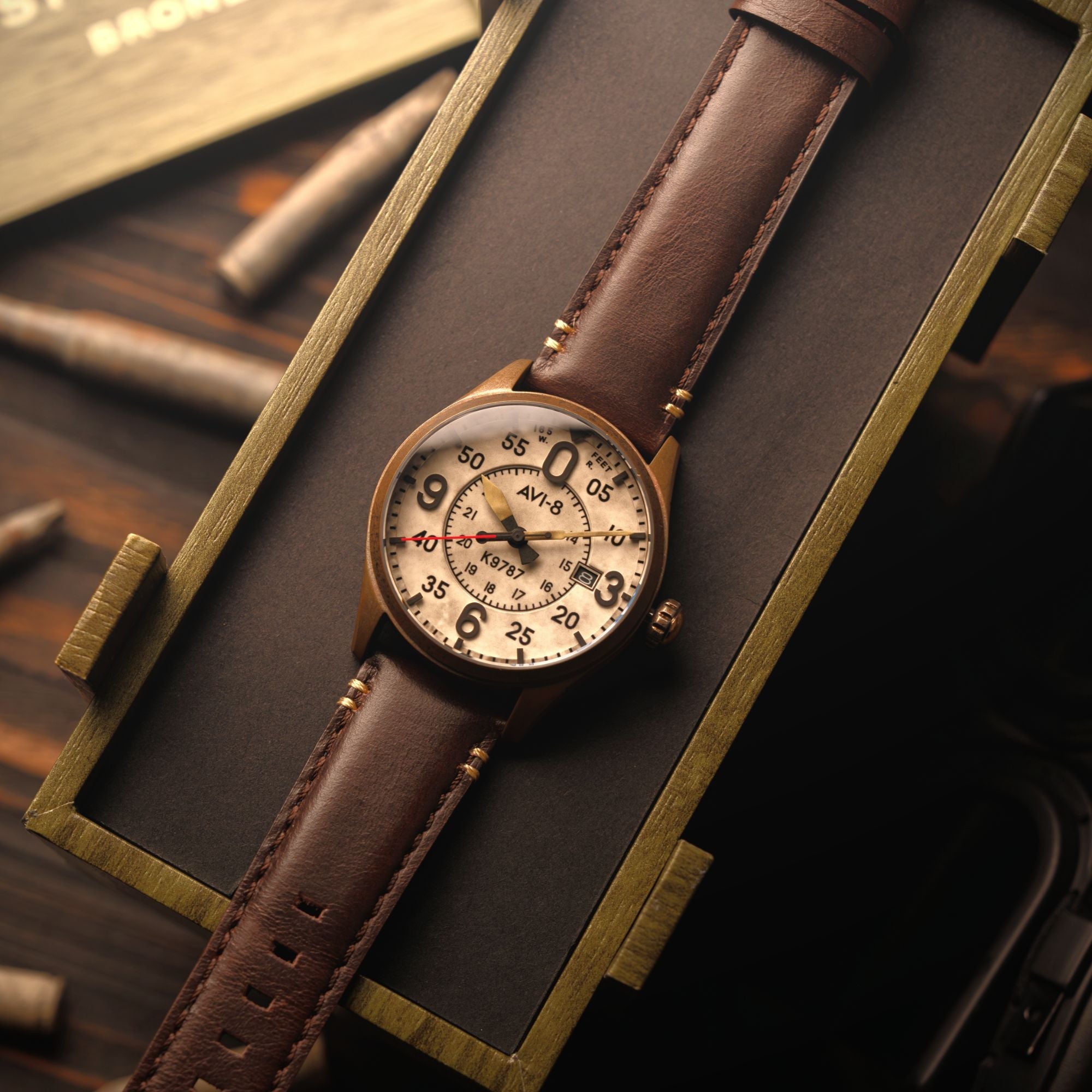 AVI-8 AVI-8 Spitfire Smith Automatic Oxidized Bronze Men's Watch AV-4090-07