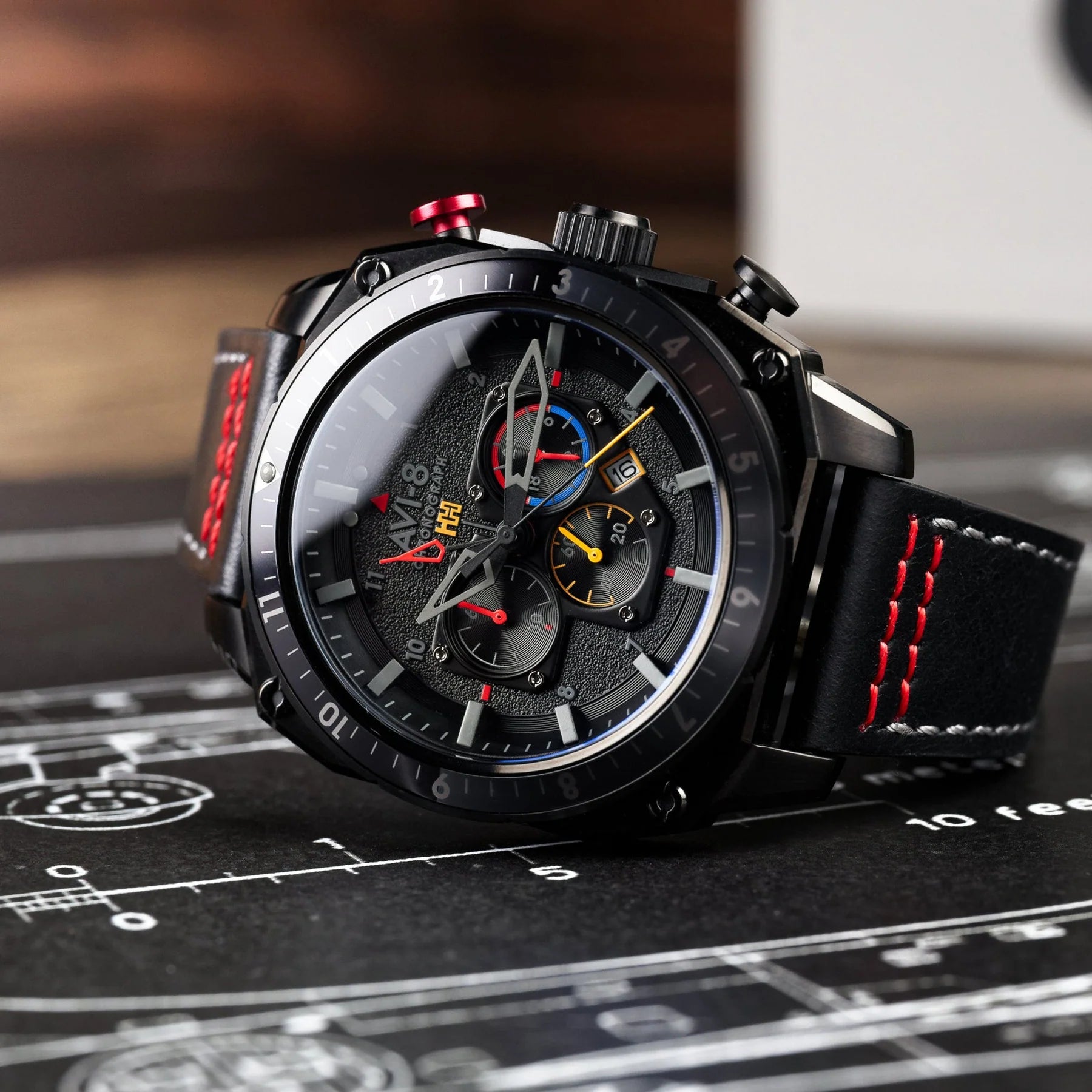 AVI-8 AVI-8 Atlas Dual Time Japanese Chronograph Black Ops Men's Watch AV-4100-04