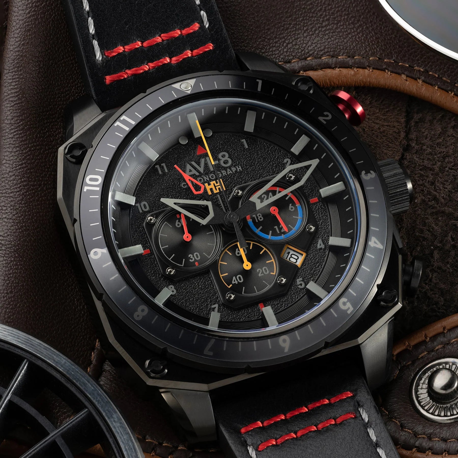 AVI-8 AVI-8 Atlas Dual Time Japanese Chronograph Black Ops Men's Watch AV-4100-04