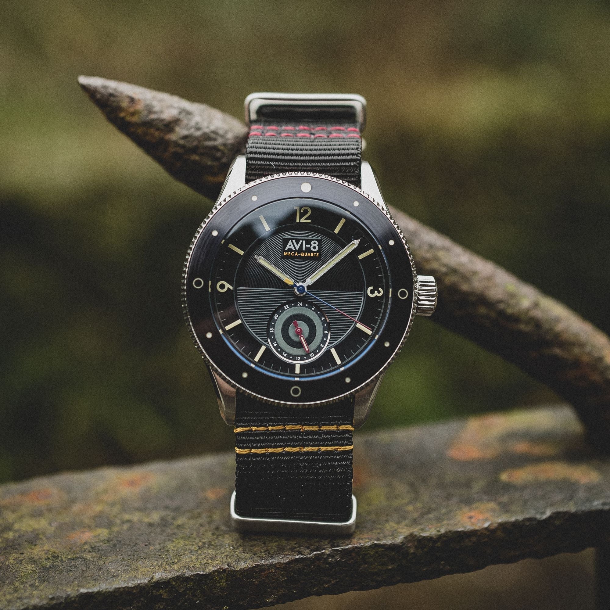 AVI-8 AVI-8 Flyboy Airmaster Sector Meca-Quartz Raven Black Men's Watch AV-4112-01