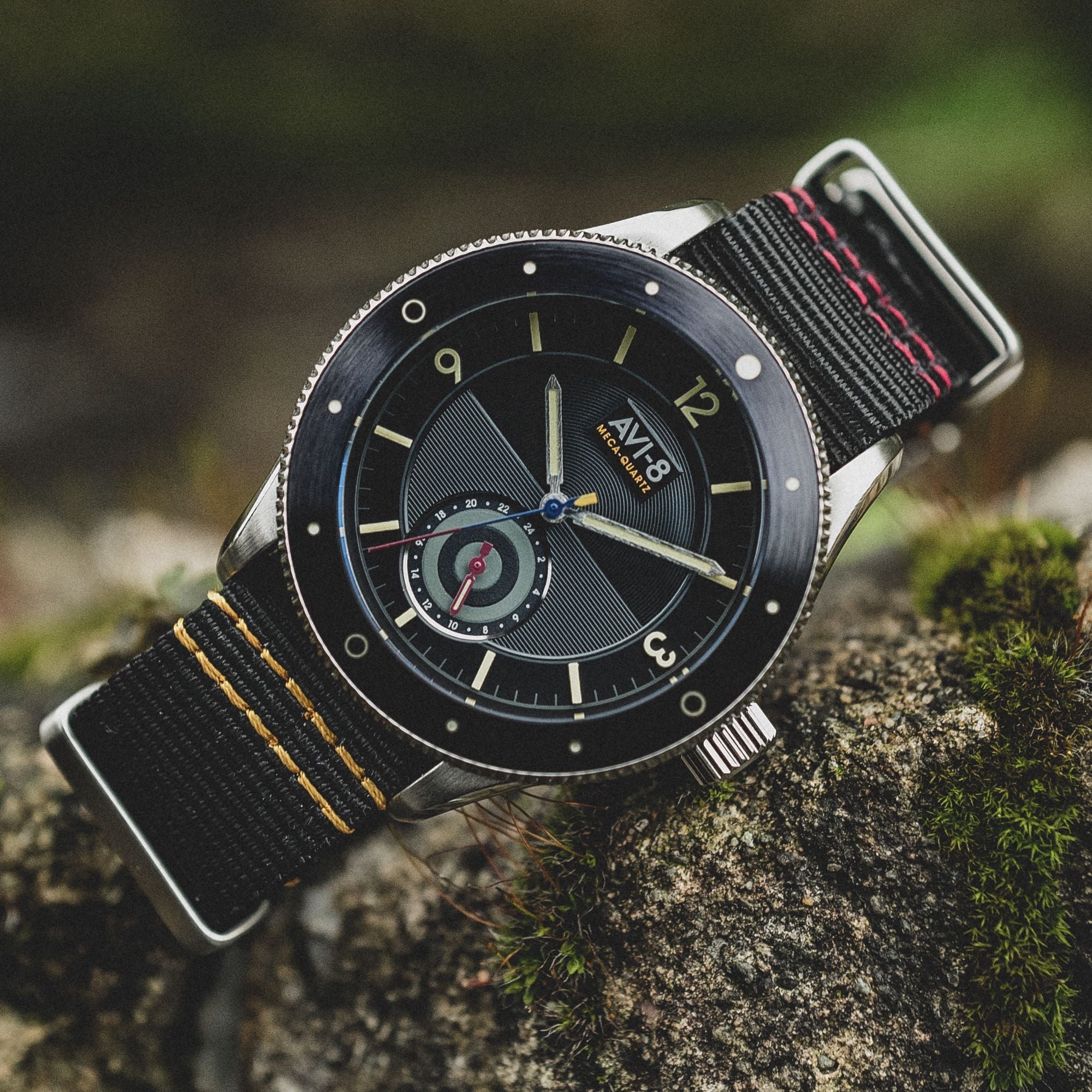 AVI-8 AVI-8 Flyboy Airmaster Sector Meca-Quartz Raven Black Men's Watch AV-4112-01