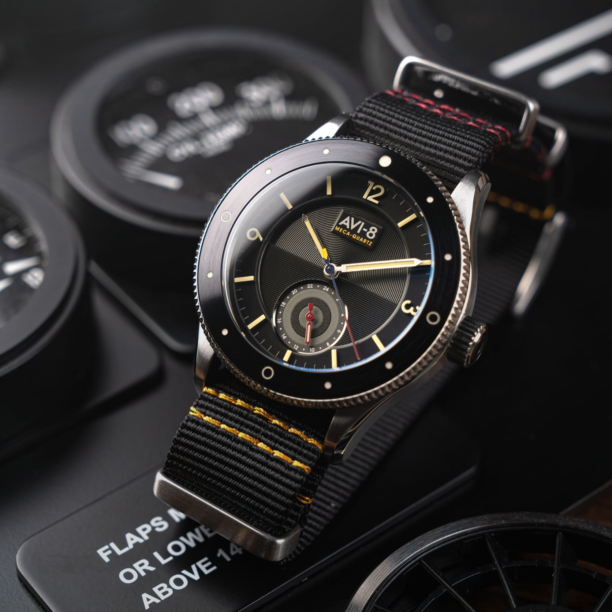 AVI-8 AVI-8 Flyboy Airmaster Sector Meca-Quartz Raven Black Men's Watch AV-4112-01