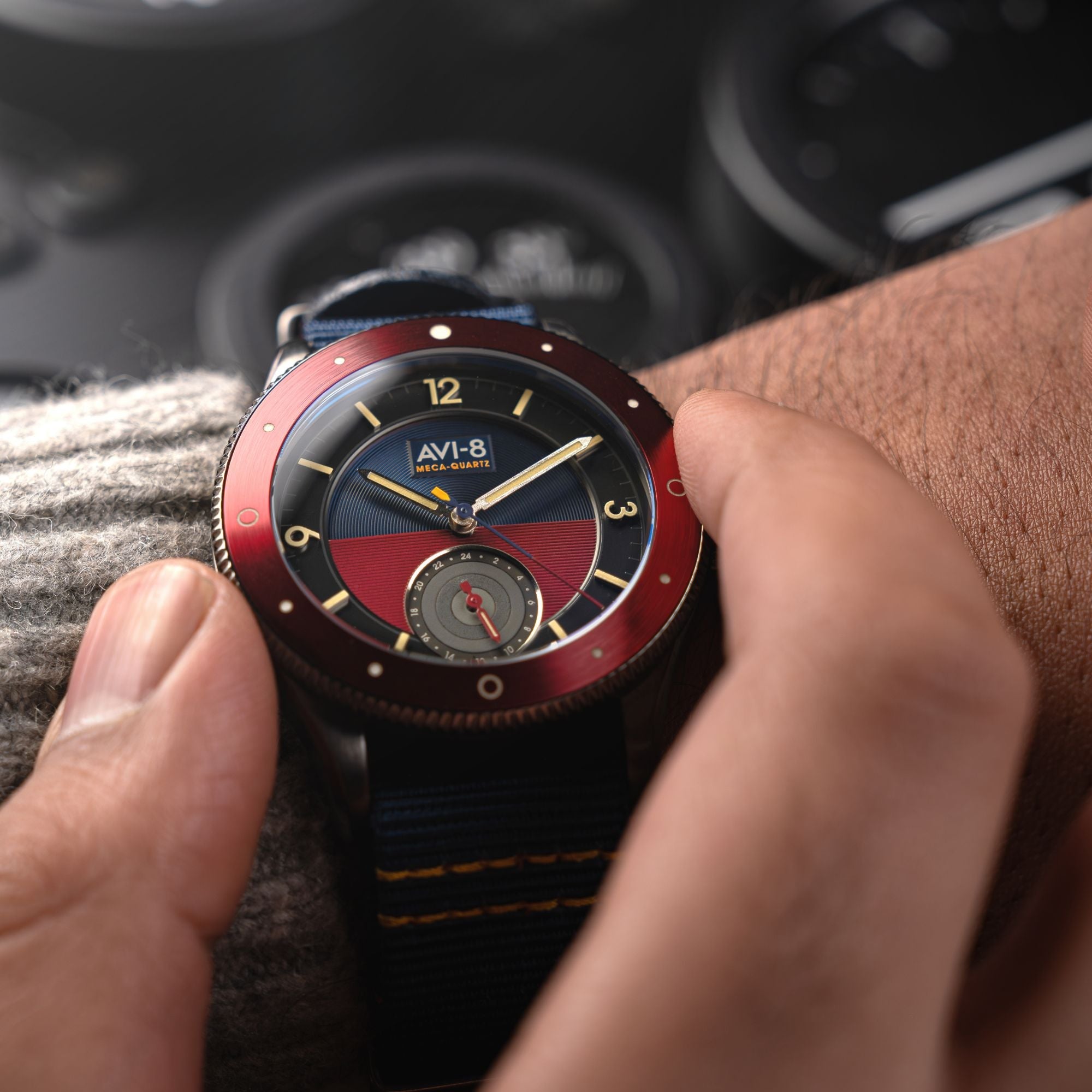 AVI-8 AVI-8 Flyboy Airmaster Sector Meca-Quartz Navy Blue Men's Watch AV-4112-04