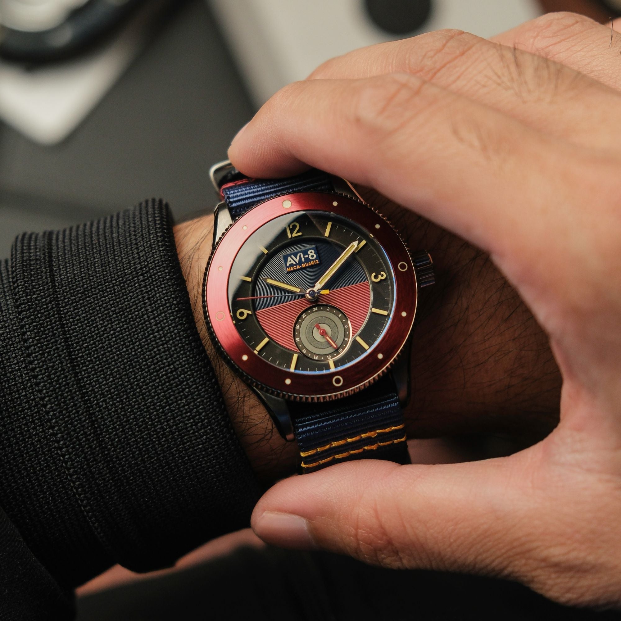 AVI-8 AVI-8 Flyboy Airmaster Sector Meca-Quartz Navy Blue Men's Watch AV-4112-04