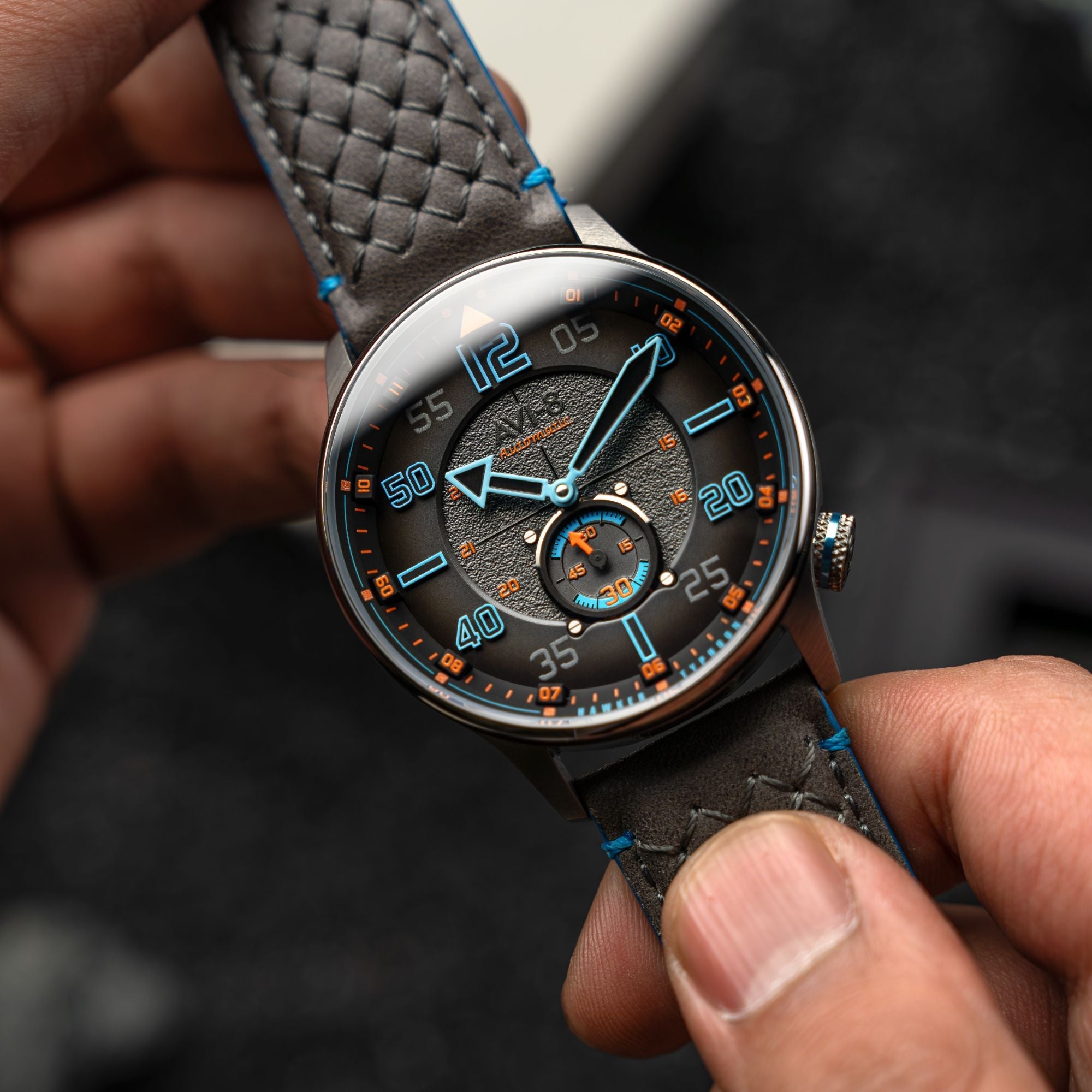 AVI-8 AVI-8 Hawker Typhoon Baldwin Automatic Iron Blue Men's Watch AV-4119-03