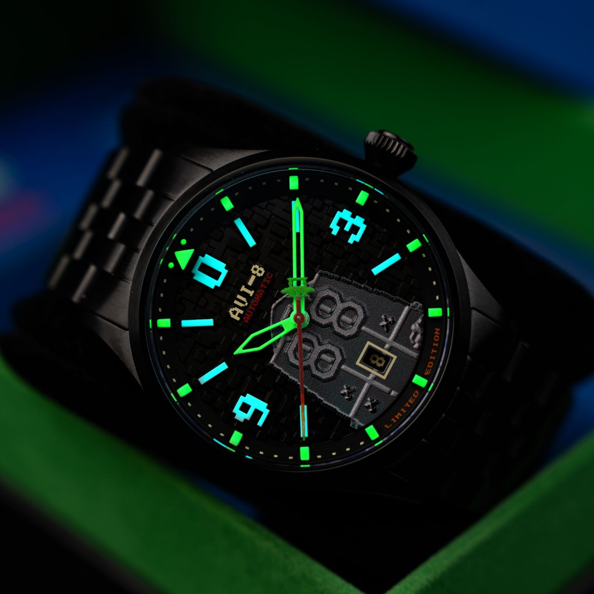 AVI-8 AVI-8 Flyboy Capcom 1942 Automatic Pixel Limited Edition Midnight Ace Men's Watch AV-4121-33