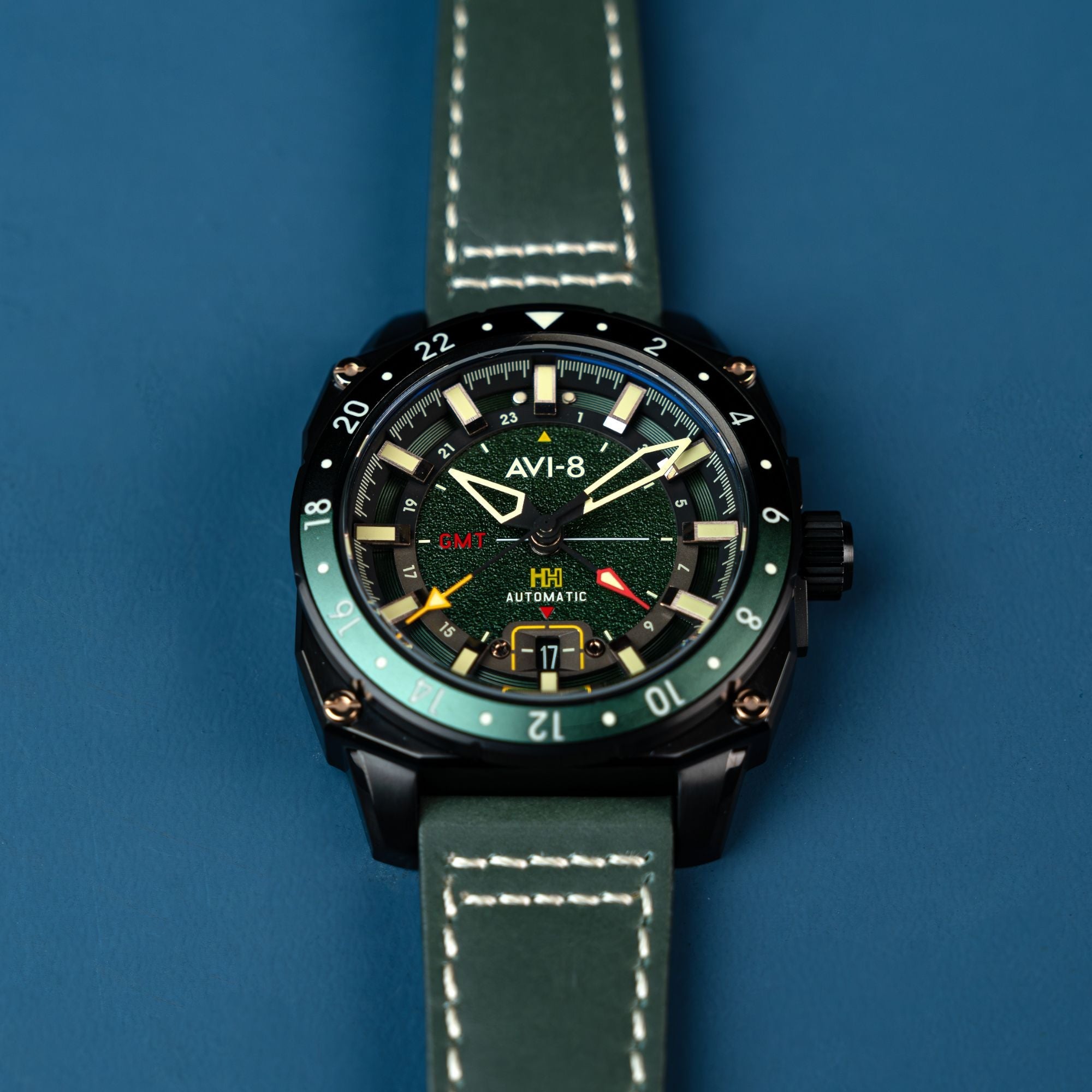AVI-8 AVI-8 Hawker Hunter Atlas Gmt Automatic Amazon Green Men's Watch AV-4122-03