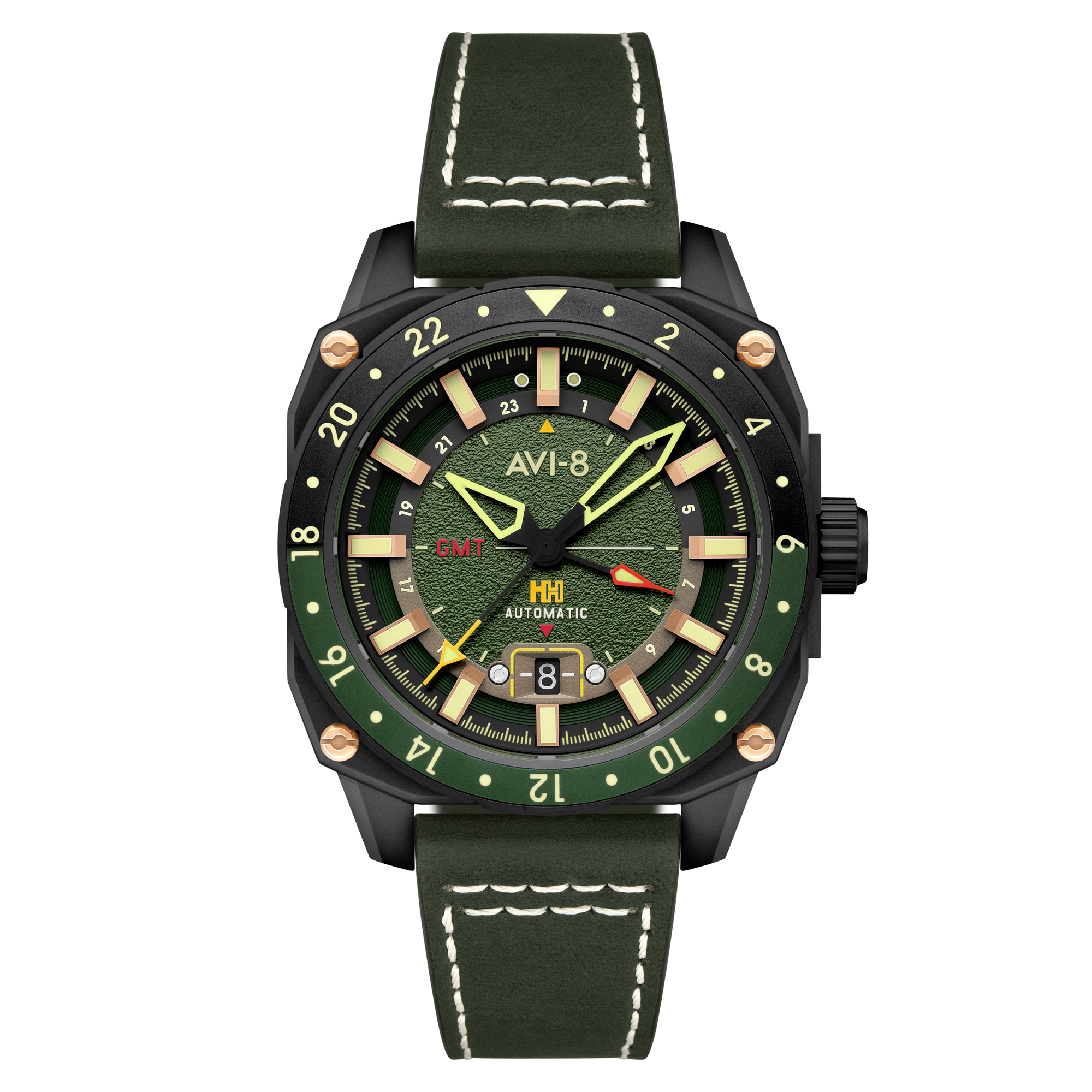 AVI-8 AVI-8 Hawker Hunter Atlas Gmt Automatic Amazon Green Men's Watch AV-4122-03