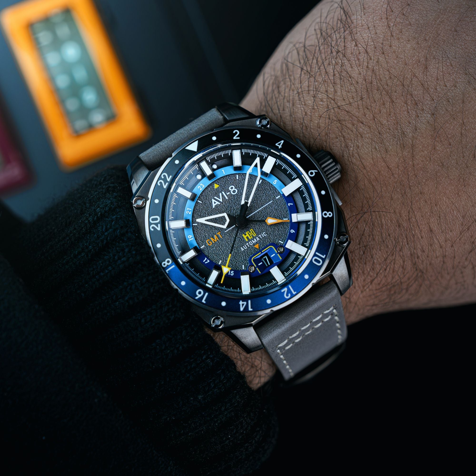 AVI-8 AVI-8 Hawker Hunter Atlas Gmt Automatic Mist Grey Men's Watch AV-4122-04