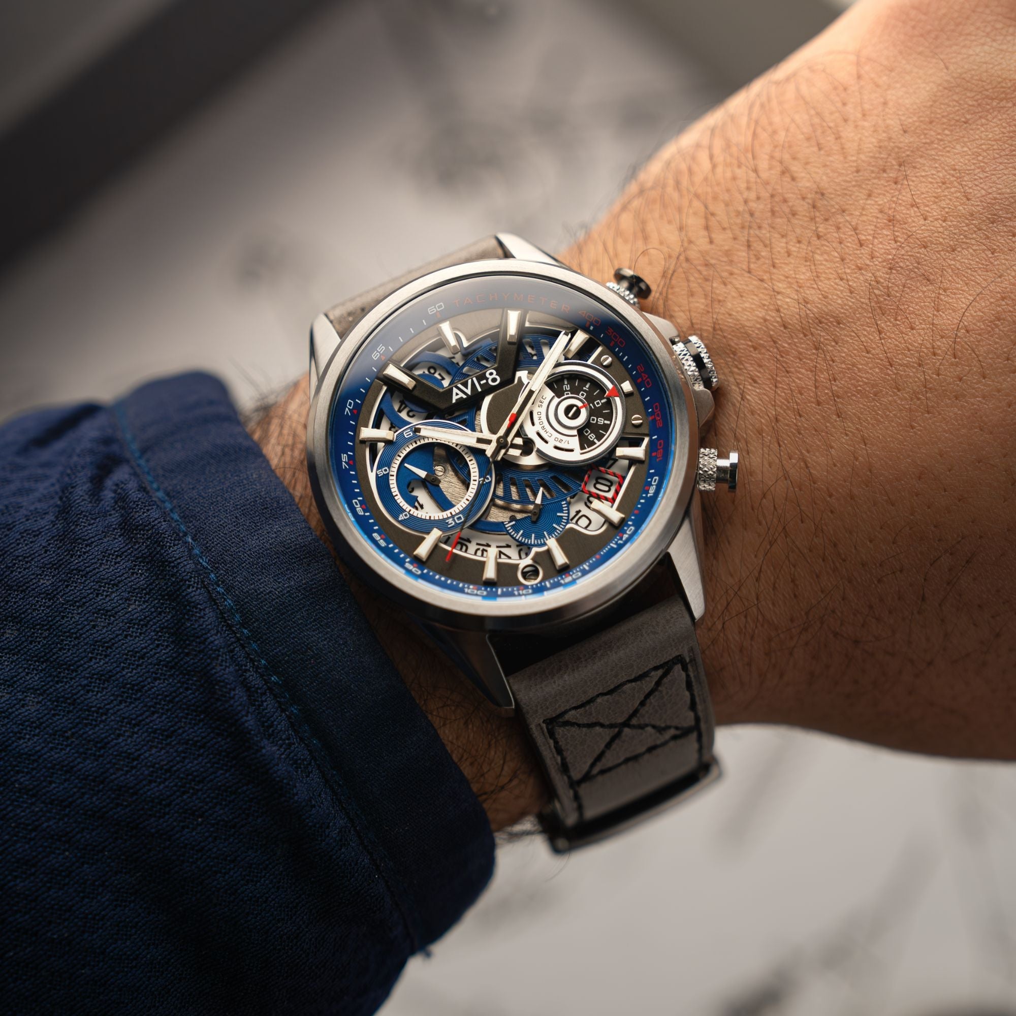 AVI-8 AVI-8 Hawker Harrier Matador (2025 Edition) Chronograph Slate Blue Men's Watch AV-4125-03