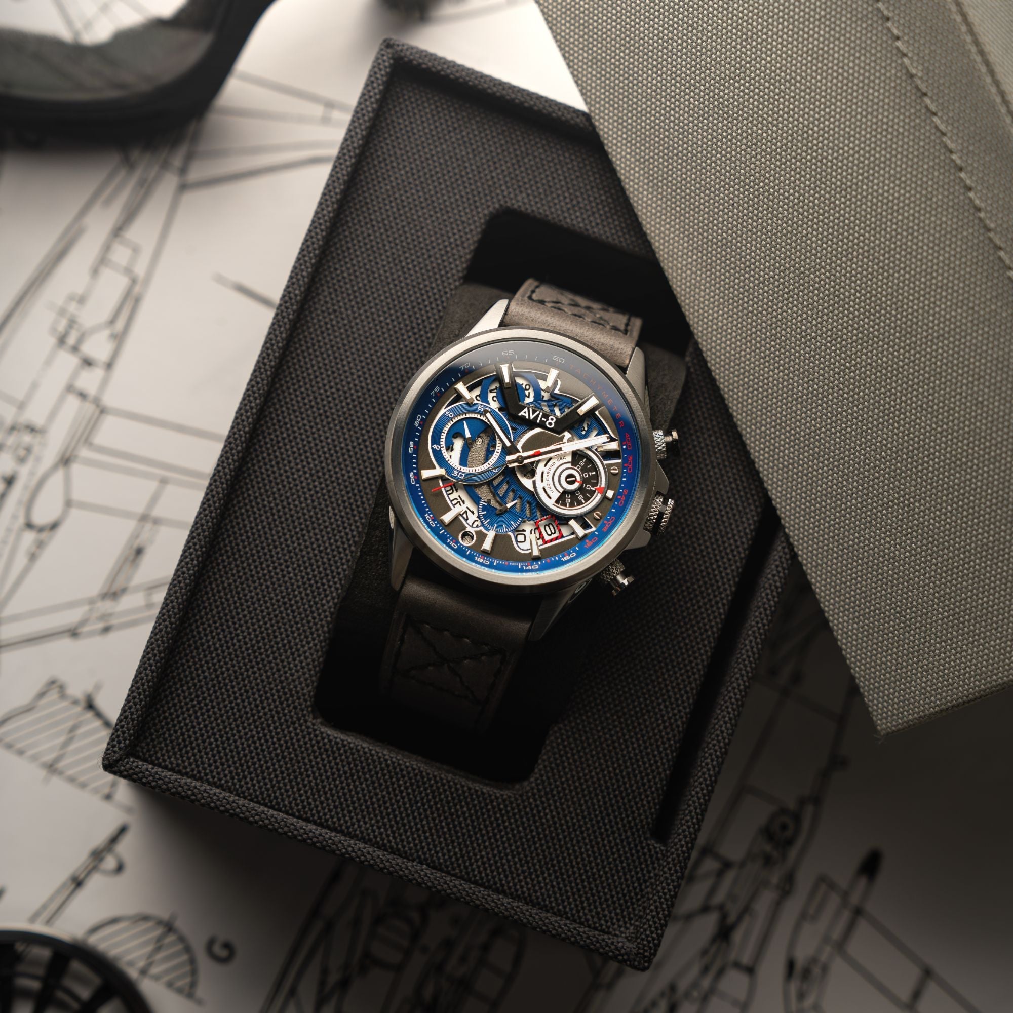 AVI-8 AVI-8 Hawker Harrier Matador (2025 Edition) Chronograph Slate Blue Men's Watch AV-4125-03