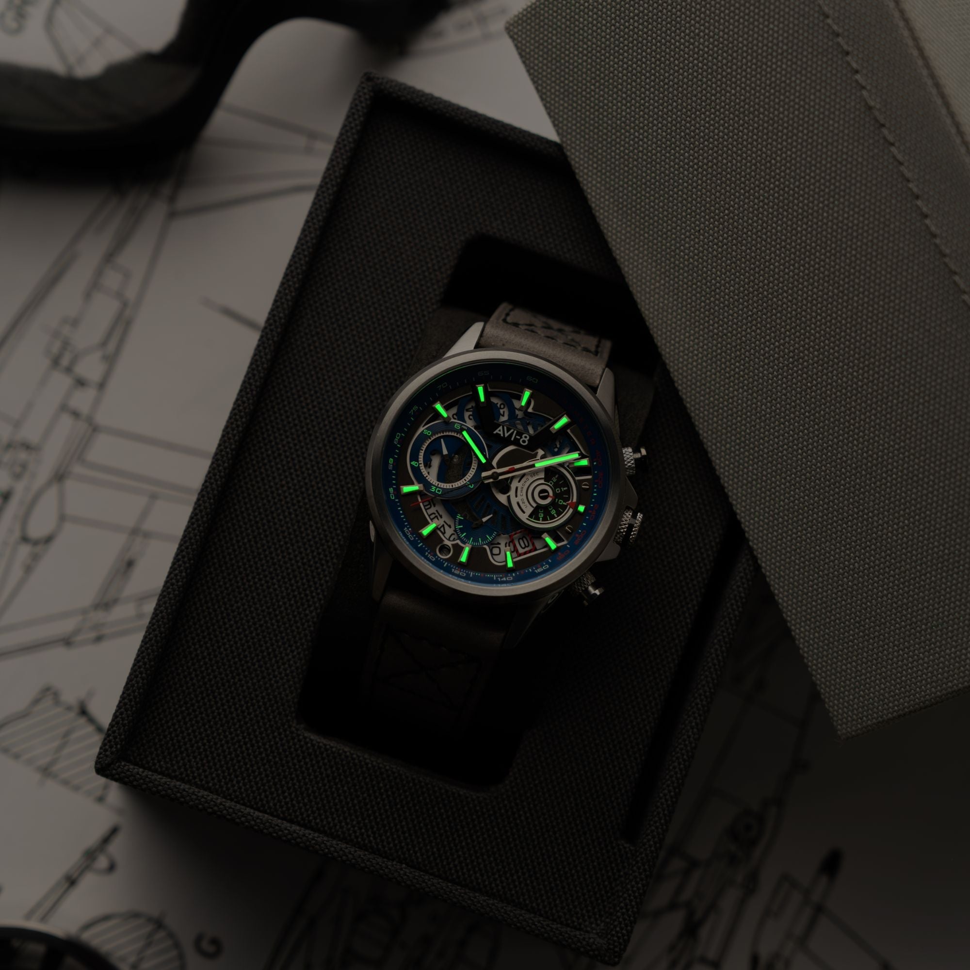 AVI-8 AVI-8 Hawker Harrier Matador (2025 Edition) Chronograph Slate Blue Men's Watch AV-4125-03