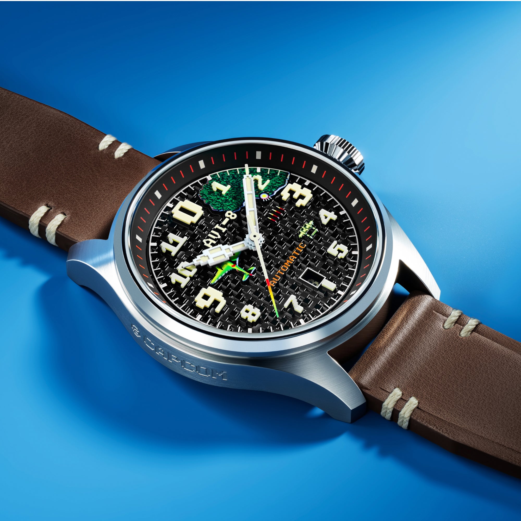 AVI-8 AVI-8 Hawker Hurricane Clowes Automatic Capcom 1942 Pixel Limited Edition Onyx Ace Men's Watch AV-4126-01