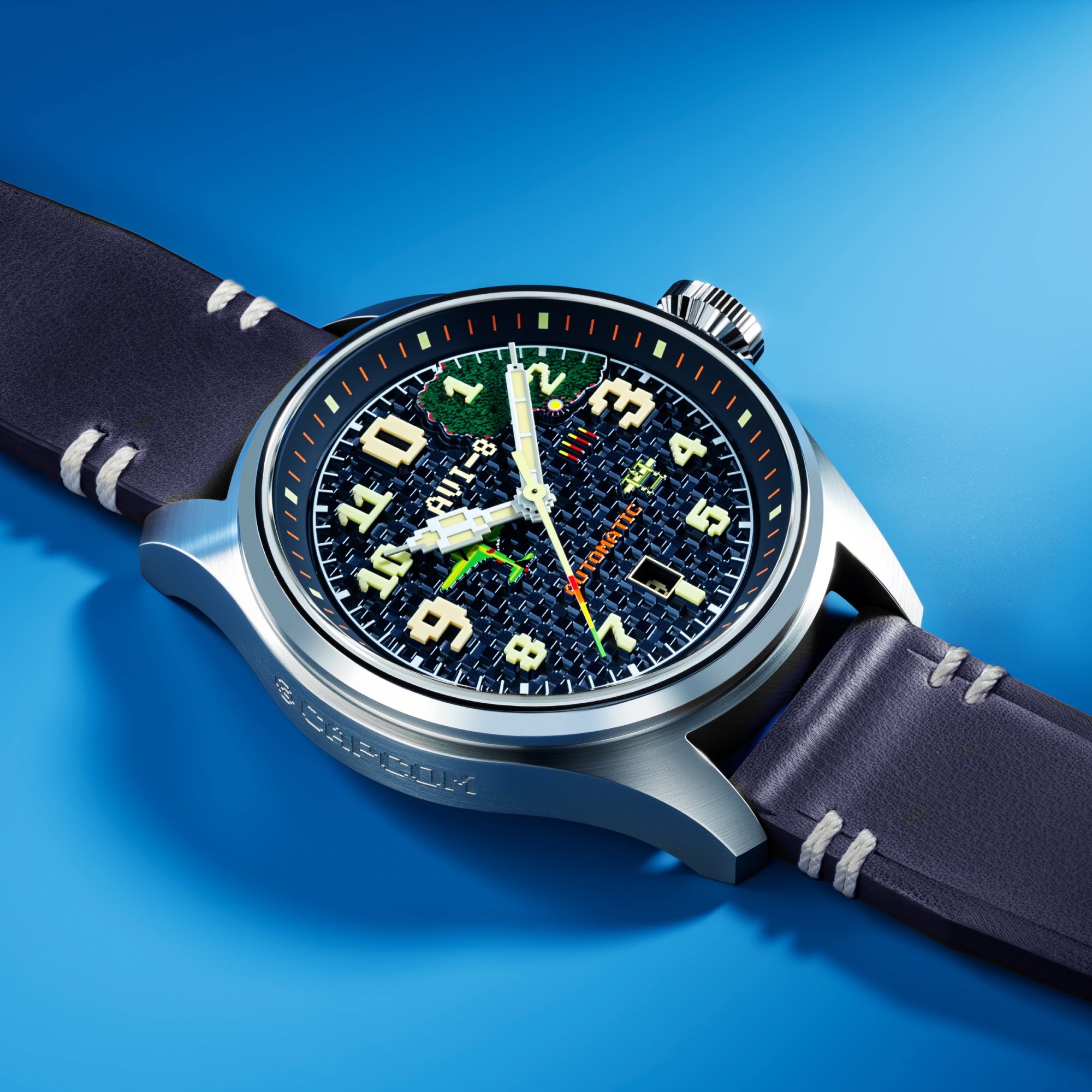 AVI-8 AVI-8 Hawker Hurricane Clowes Automatic Capcom 1942 Pixel Limited Edition Azure Ace Men's Watch AV-4126-02