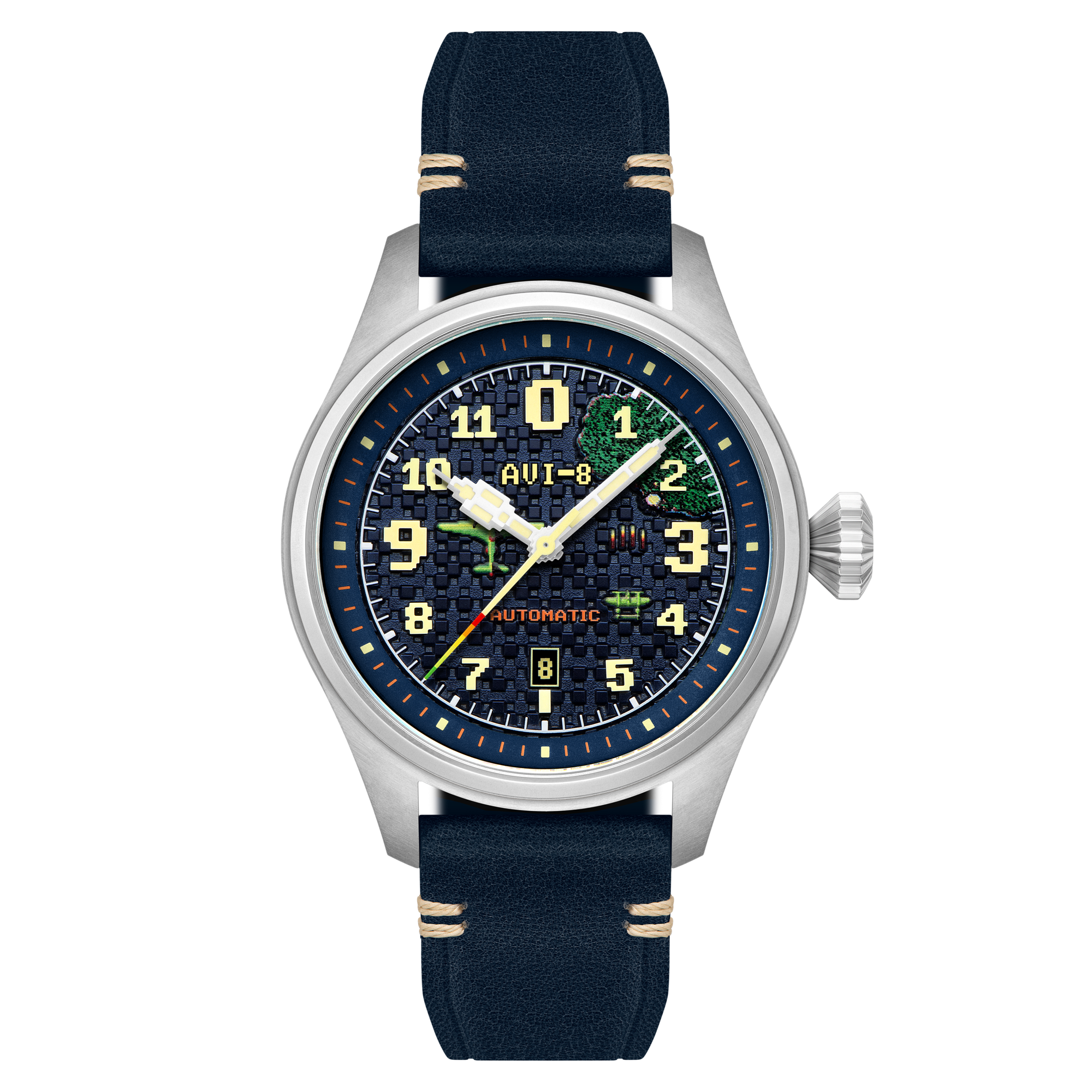 AVI-8 AVI-8 Hawker Hurricane Clowes Automatic Capcom 1942 Pixel Limited Edition Azure Ace Men's Watch AV-4126-02