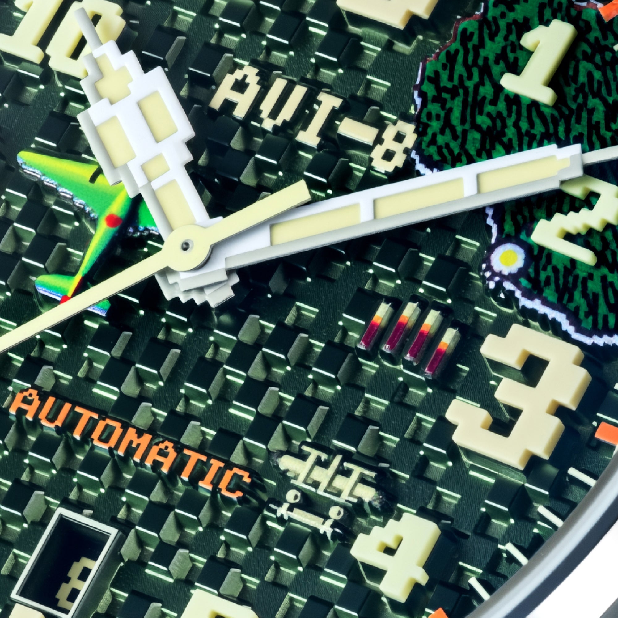 AVI-8 AVI-8 Hawker Hurricane Clowes Automatic Capcom 1942 Pixel Limited Edition Green Ace Men's Watch AV-4126-03