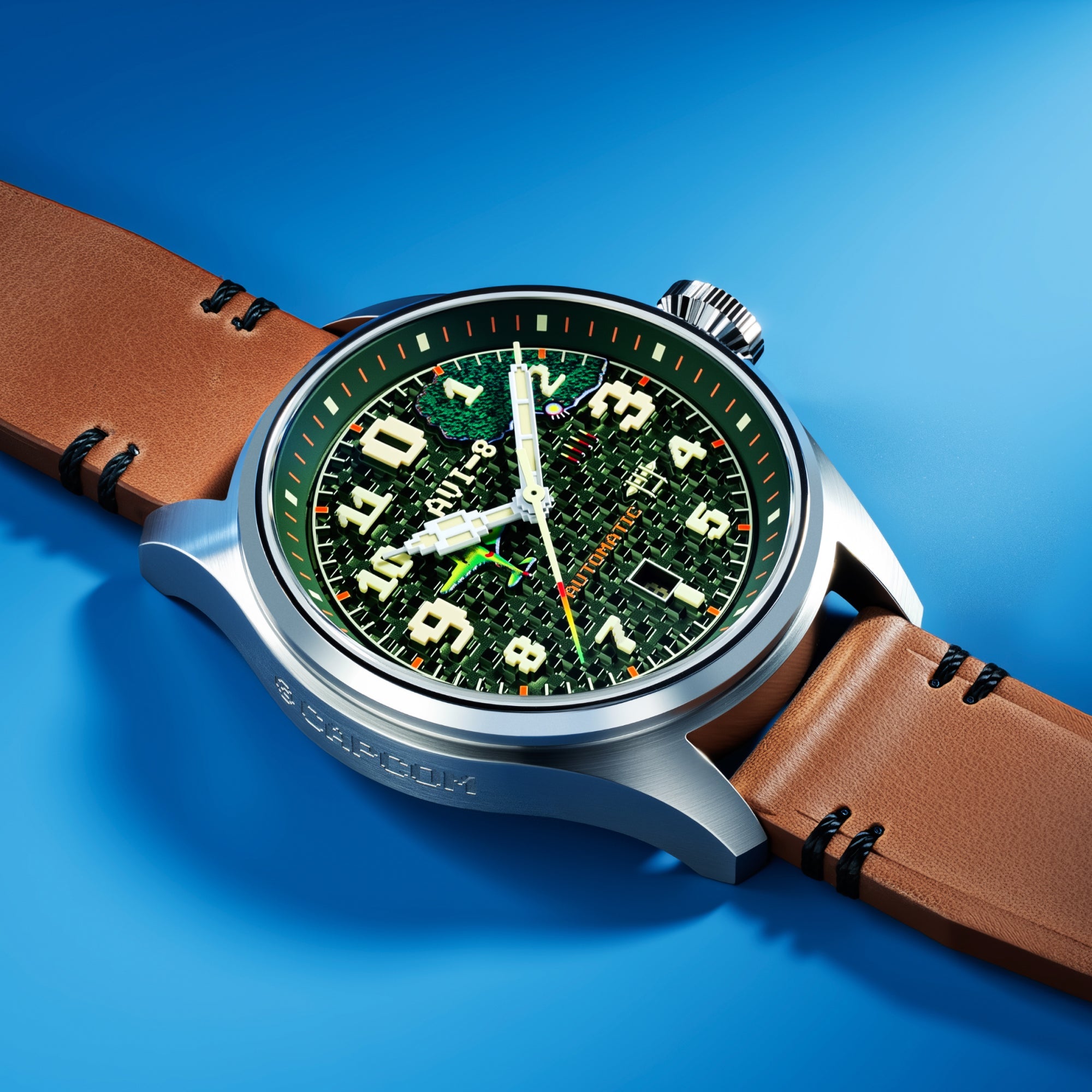 AVI-8 AVI-8 Hawker Hurricane Clowes Automatic Capcom 1942 Pixel Limited Edition Green Ace Men's Watch AV-4126-03
