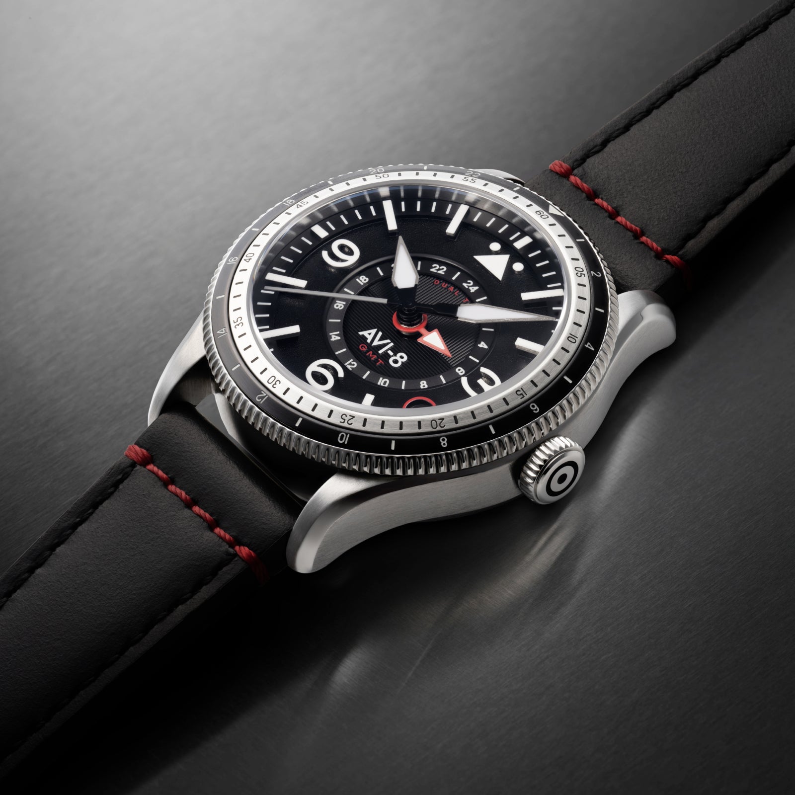 AVI-8 AVI-8 Flyboy Airmaster Gmt Automatic Engine Black Men's Watch AV-4128-01