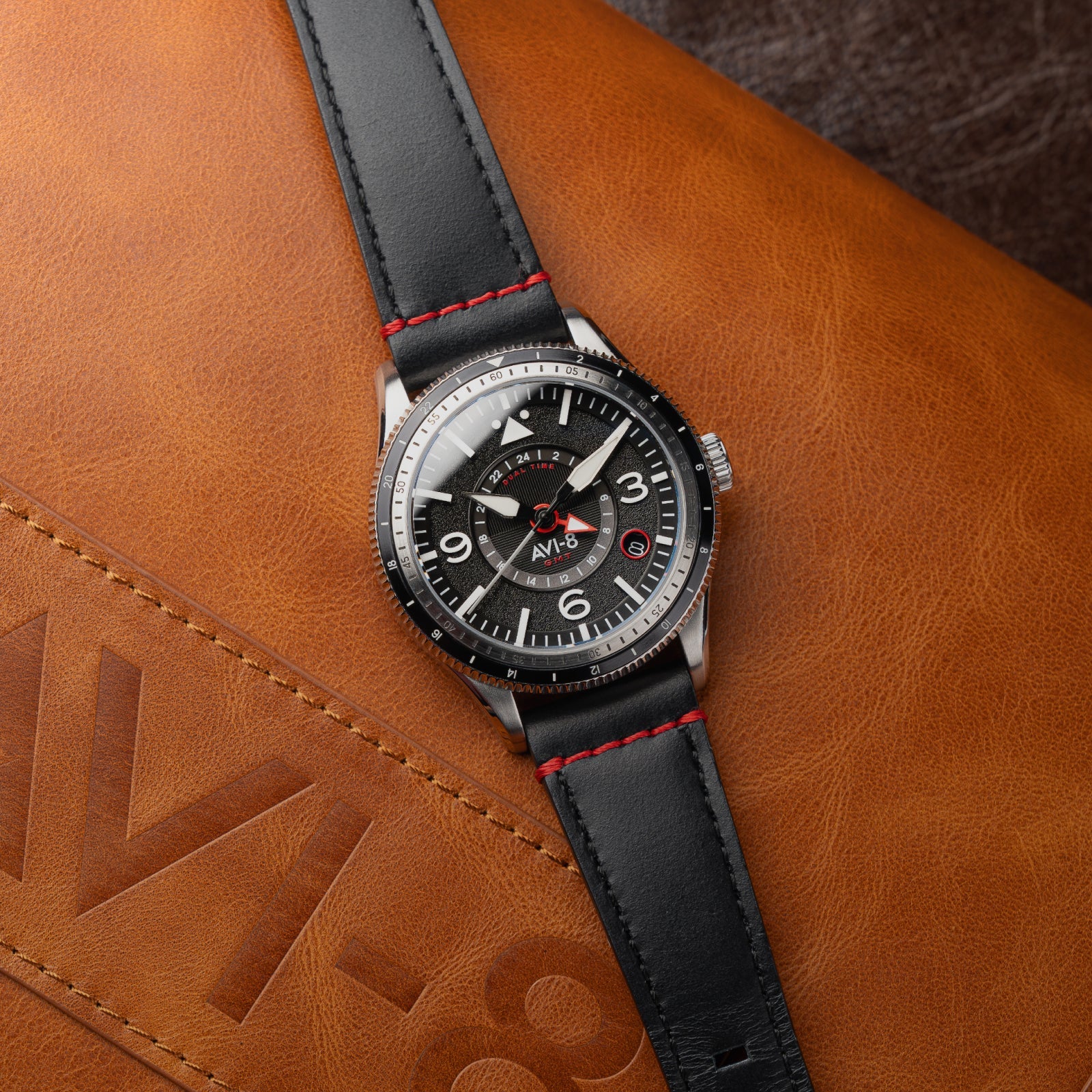 AVI-8 AVI-8 Flyboy Airmaster Gmt Automatic Engine Black Men's Watch AV-4128-01