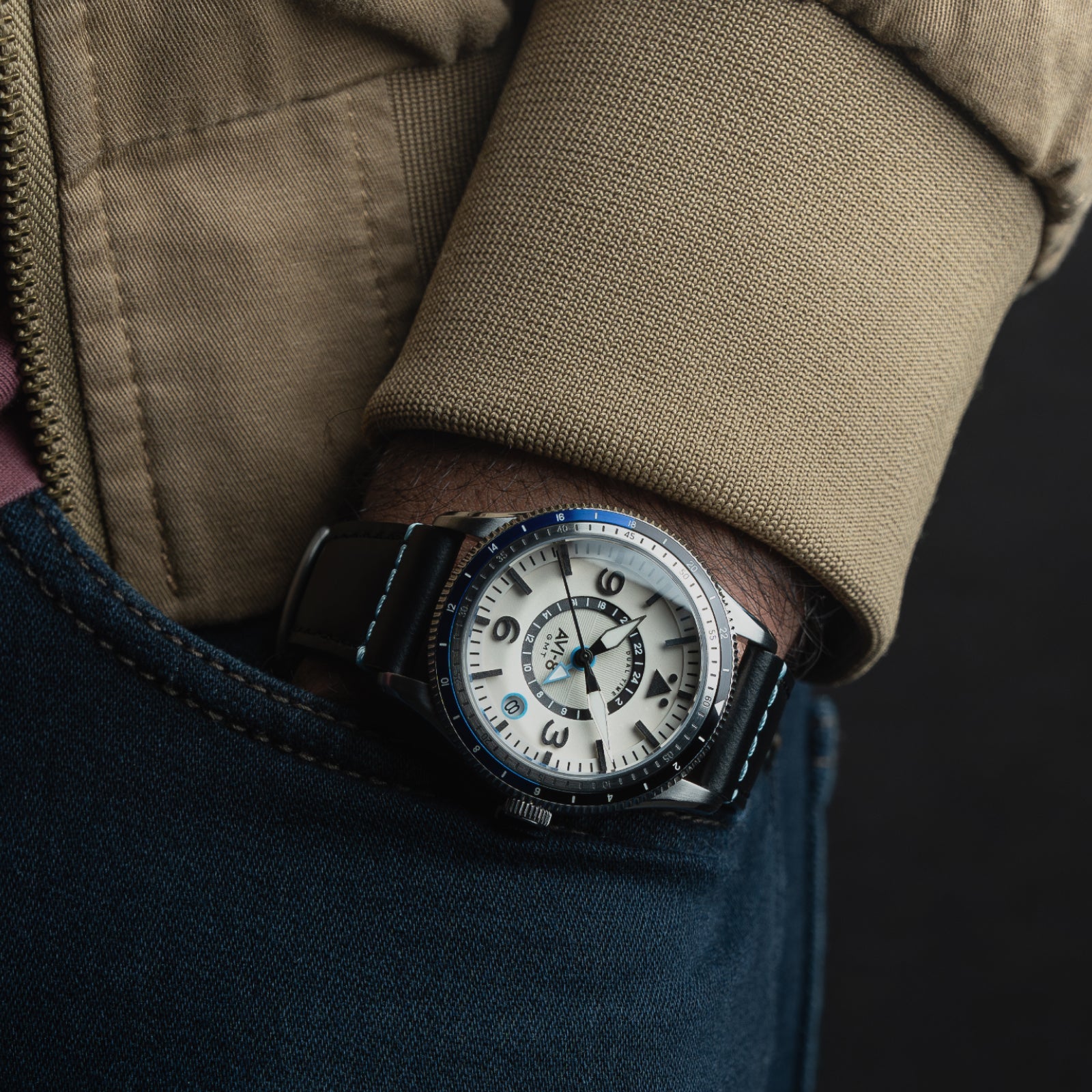 AVI-8 AVI-8 Flyboy Airmaster Gmt Automatic Wing Silver Men's Watch AV-4128-02