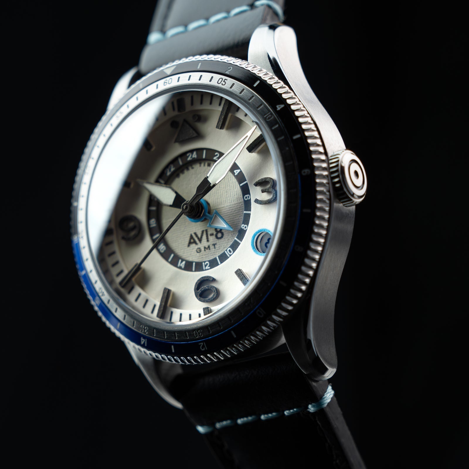 AVI-8 AVI-8 Flyboy Airmaster Gmt Automatic Wing Silver Men's Watch AV-4128-02