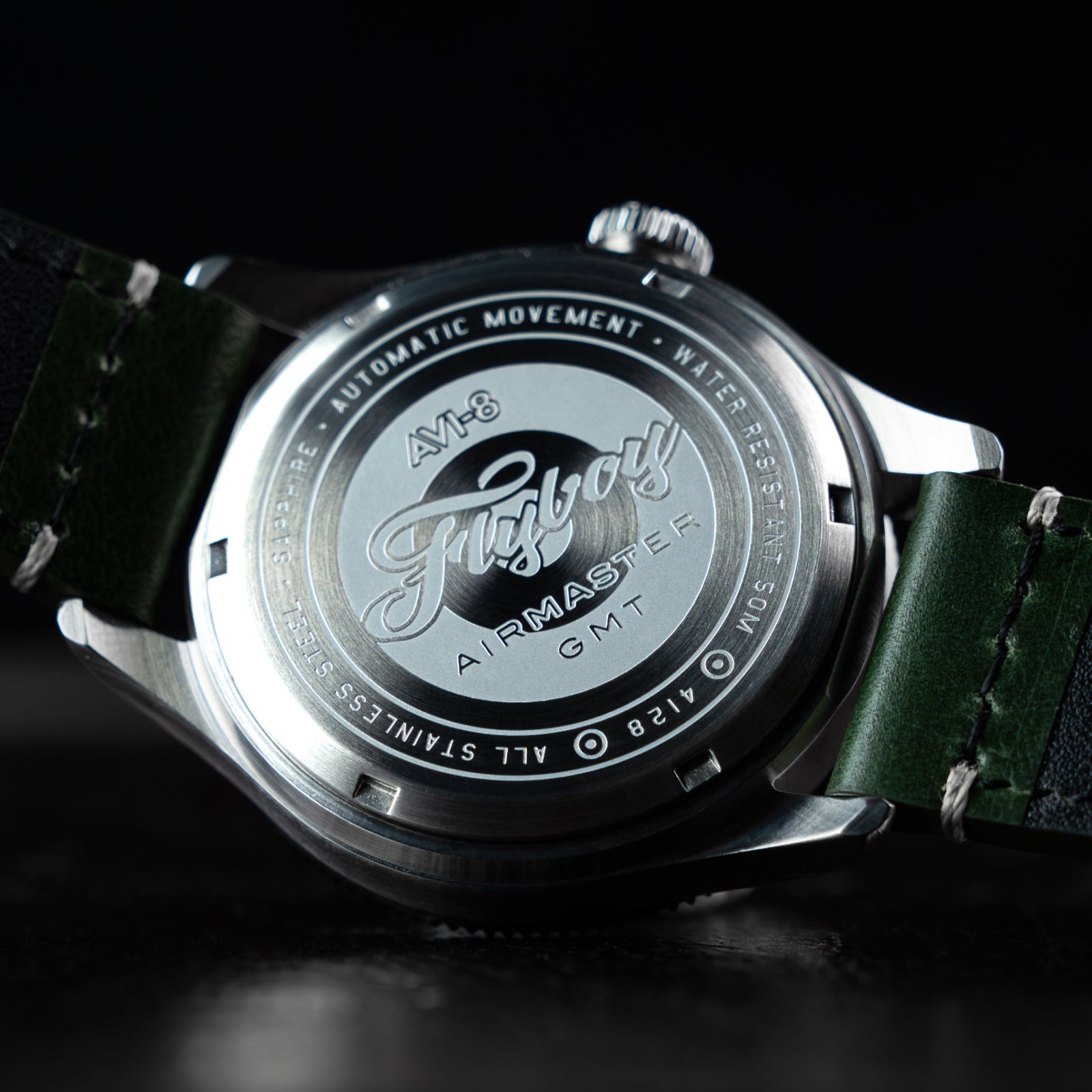 AVI-8 AVI-8 Flyboy Airmaster Gmt Automatic Fuselage Green Men's Watch AV-4128-03