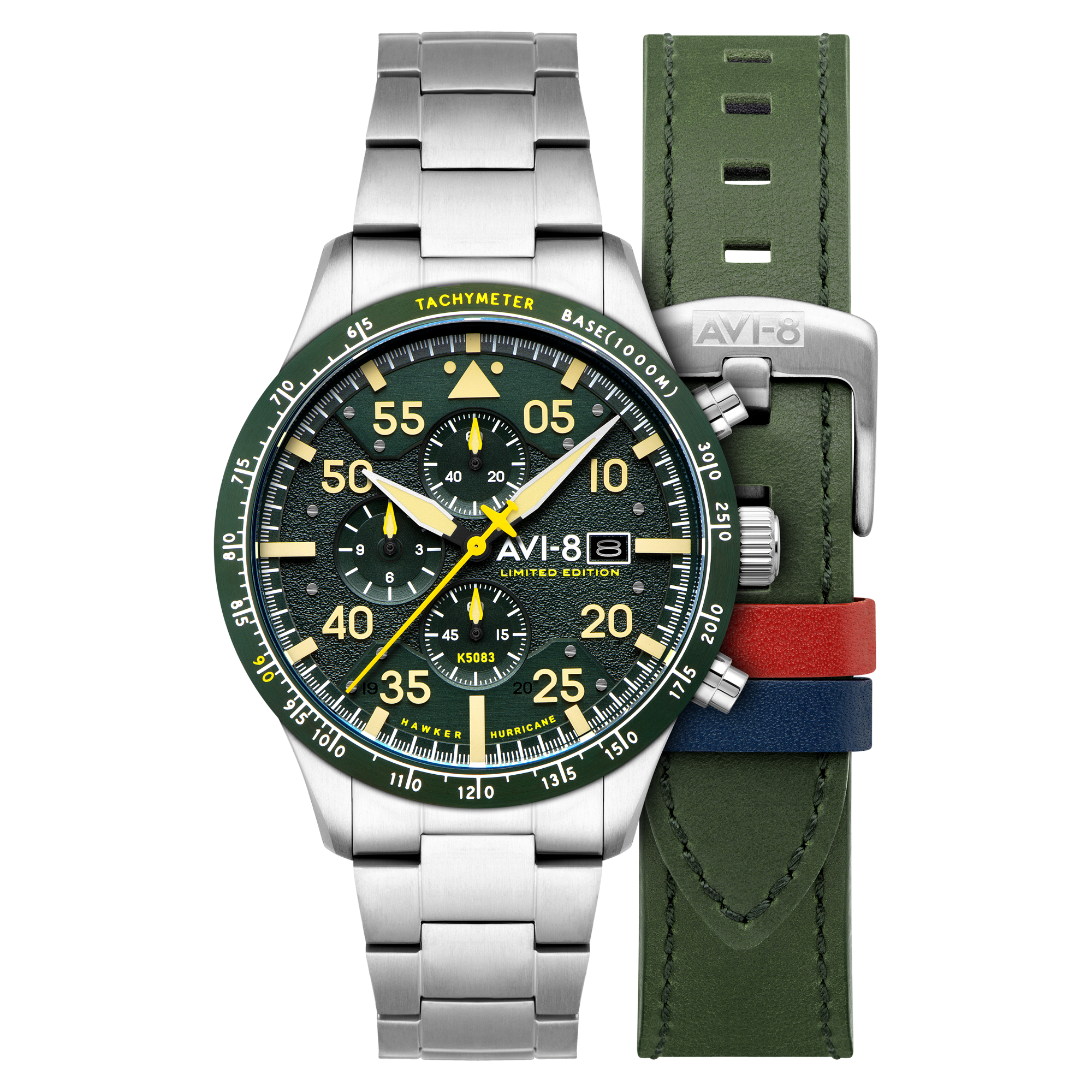 AVI-8 Hawker Hurricane 90th Anniversary Chronograph Limited Edition Tarmac Green Men's Watch AV-4130-33