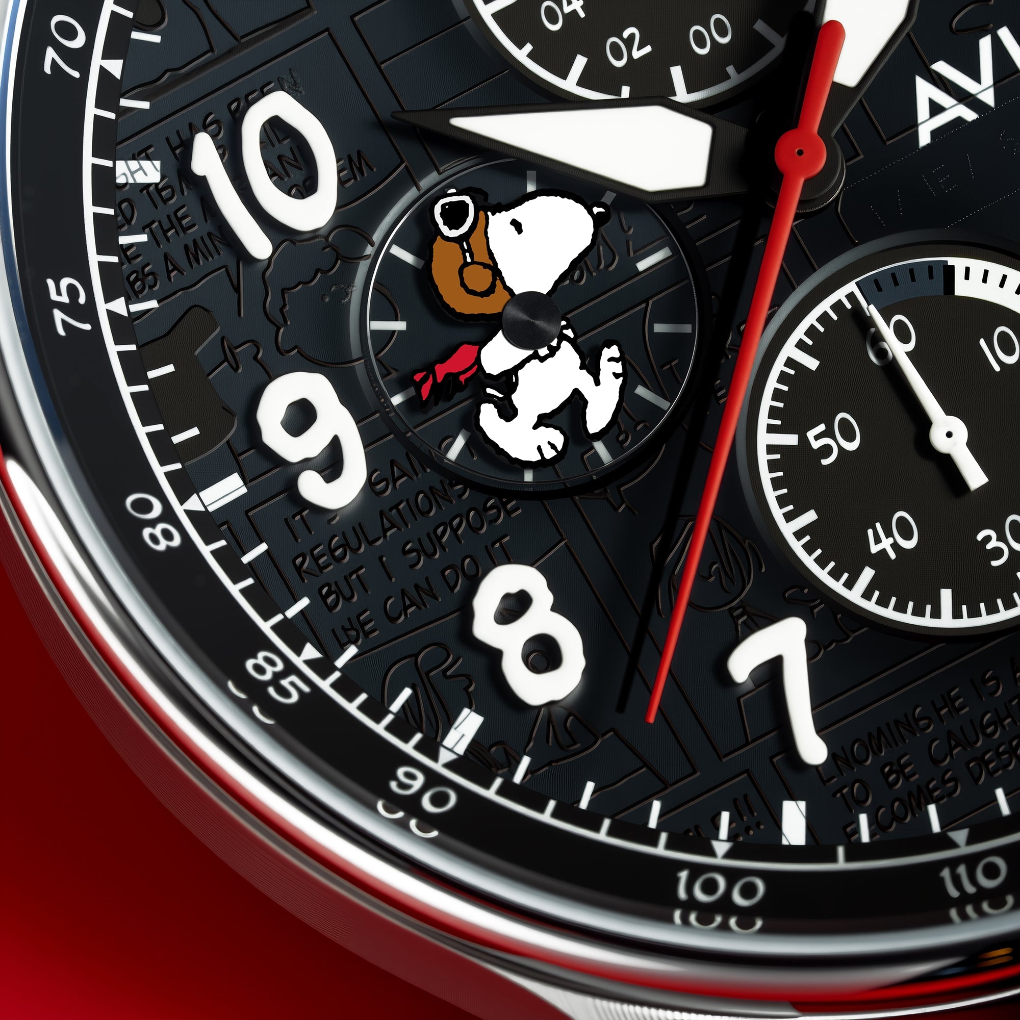 AVI-8 AVI-8 Hawker Hurricane Classic Chronograph Peanuts Snoopy Flying Ace Limited Edition Ace Black Men's Watch AV-4132-01
