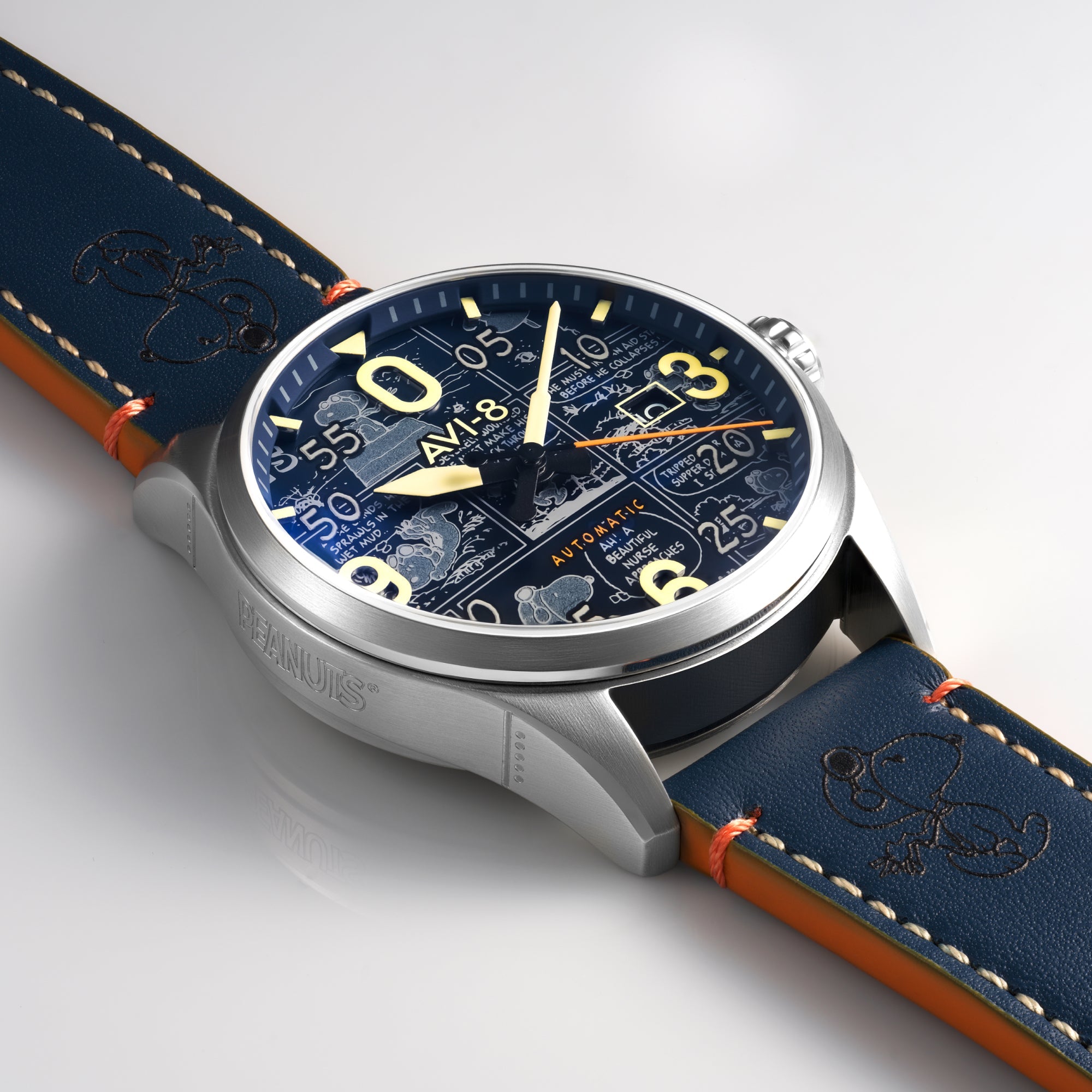 AVI-8 AVI-8 Spitfire Smith Automatic Peanuts Snoopy Flying Ace Limited Edition Beagle Blue Men's Watch AV-4134-01