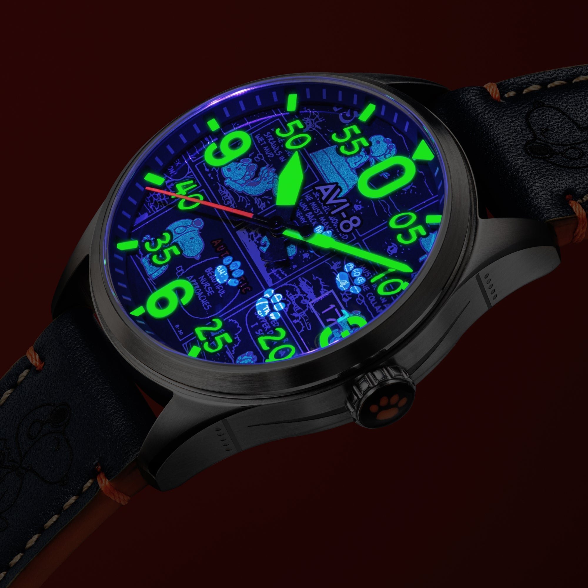 AVI-8 AVI-8 Spitfire Smith Automatic Peanuts Snoopy Flying Ace Limited Edition Beagle Blue Men's Watch AV-4134-01