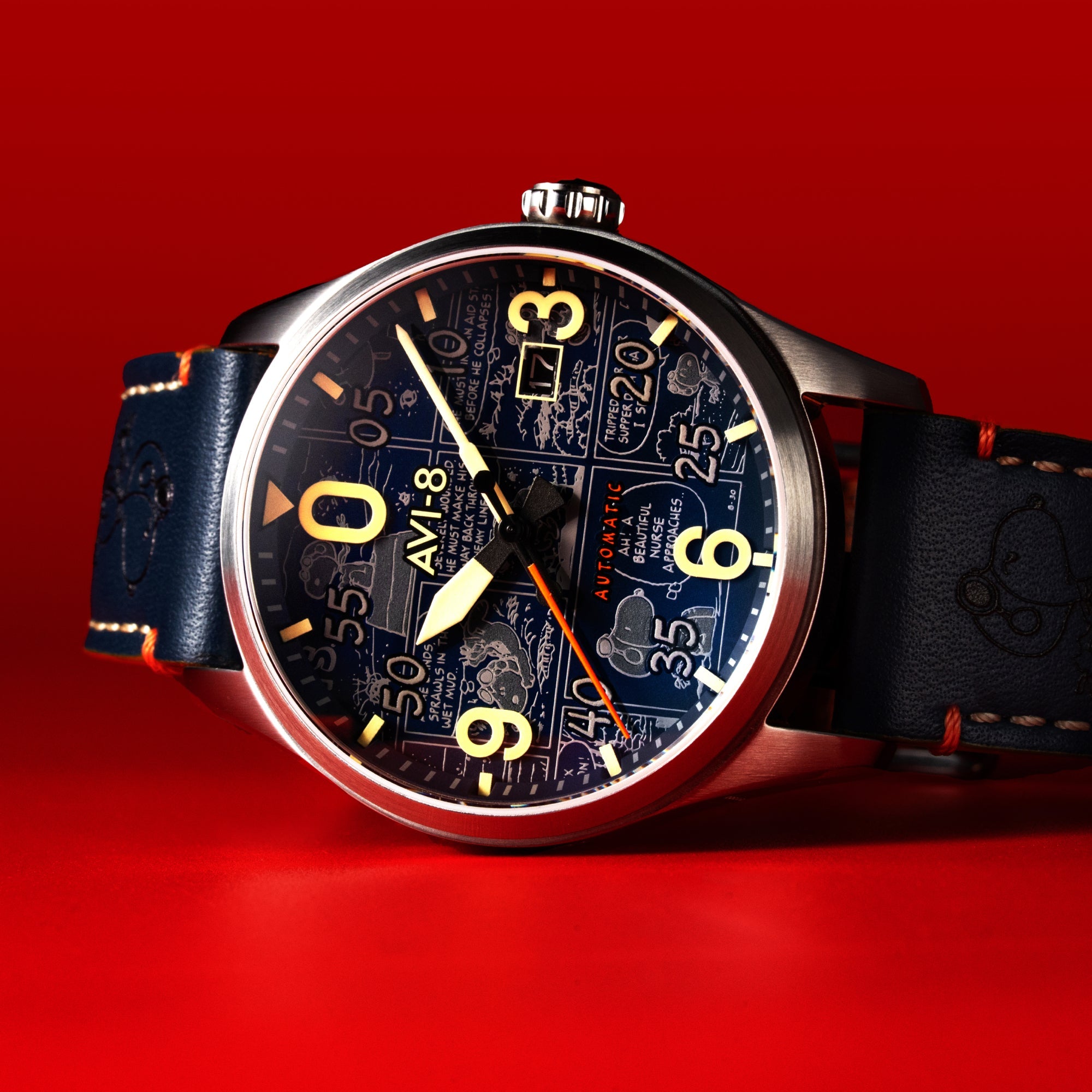 AVI-8 AVI-8 Spitfire Smith Automatic Peanuts Snoopy Flying Ace Limited Edition Beagle Blue Men's Watch AV-4134-01