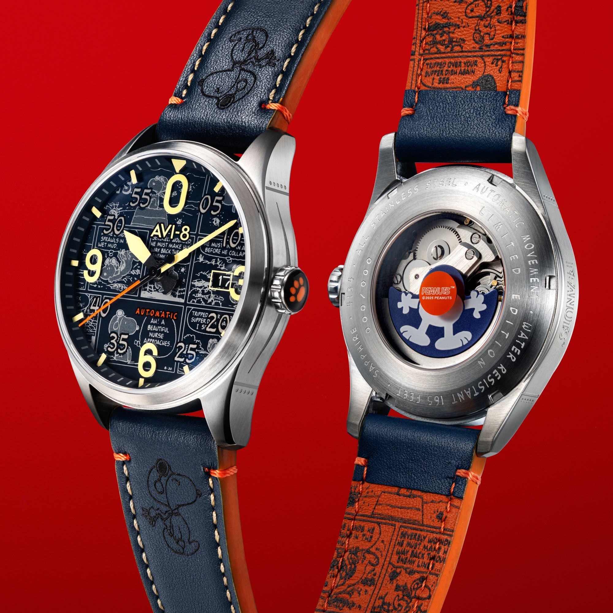 AVI-8 AVI-8 Spitfire Smith Automatic Peanuts Snoopy Flying Ace Limited Edition Beagle Blue Men's Watch AV-4134-01