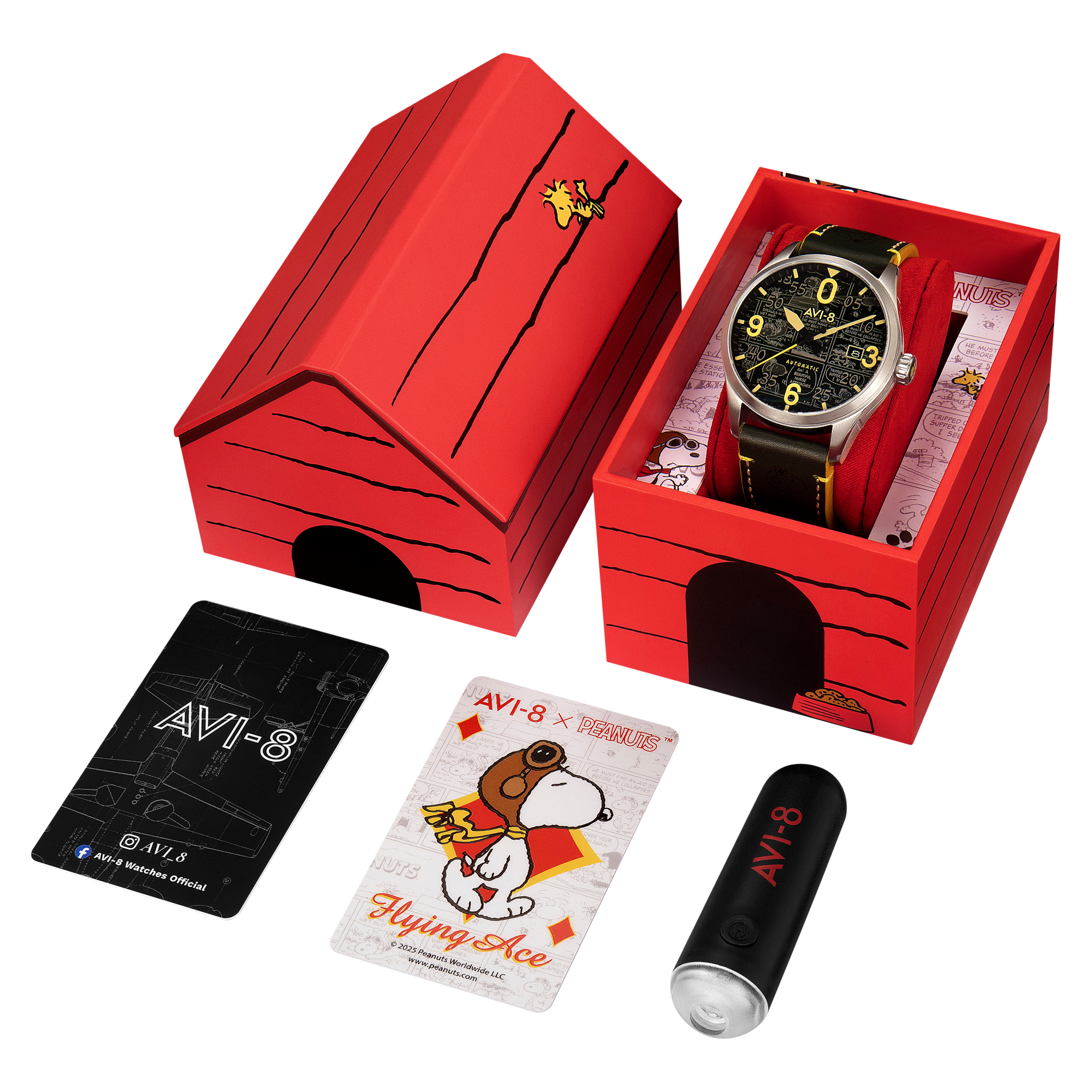 AVI-8 AVI-8 Spitfire Smith Automatic Peanuts Snoopy Flying Ace Limited Edition Aviator Green Men's Watch AV-4134-02