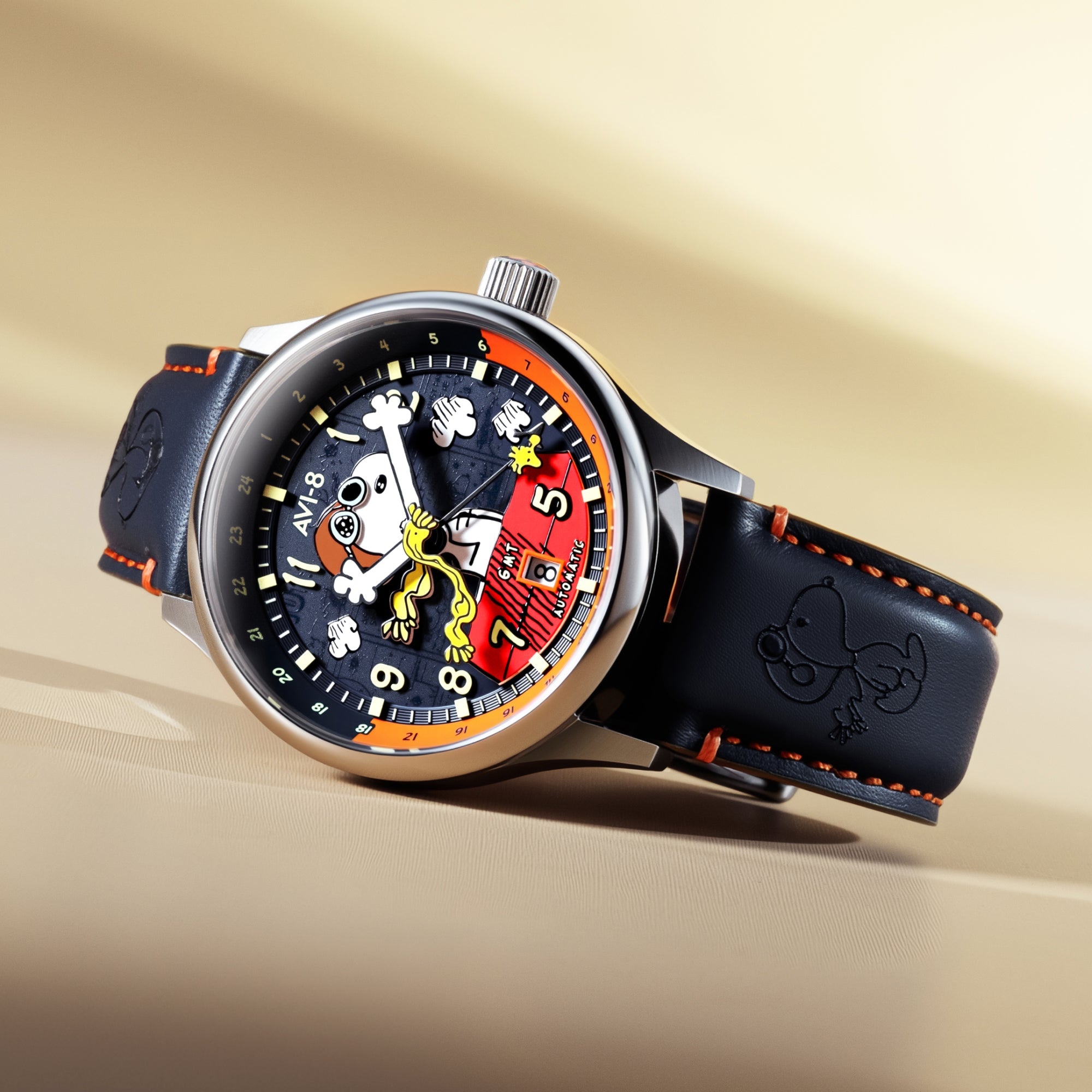 AVI-8 Hawker Hurricane Kent GMT Automatic Peanuts Snoopy Flying Ace Limited Edition Sketchbook Blue Men's Watch AV-4136-02
