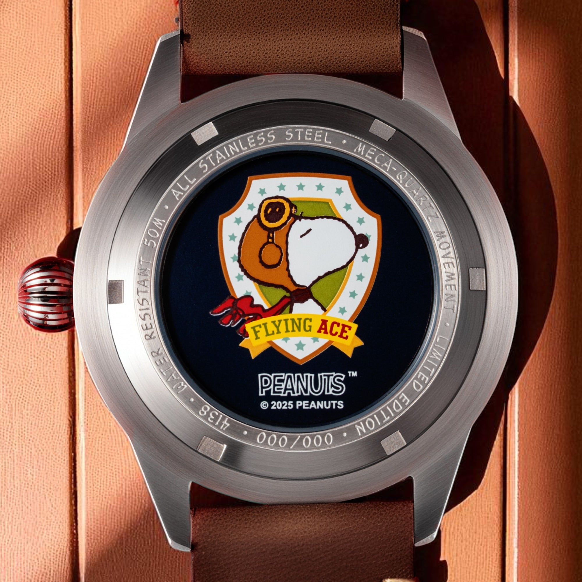 AVI-8 AVI-8 Flyboy Airmaster 40 Meca-Quartz Peanuts Snoopy Flying Ace Limited Edition Camel Brown Men's Watch AV-4138-01