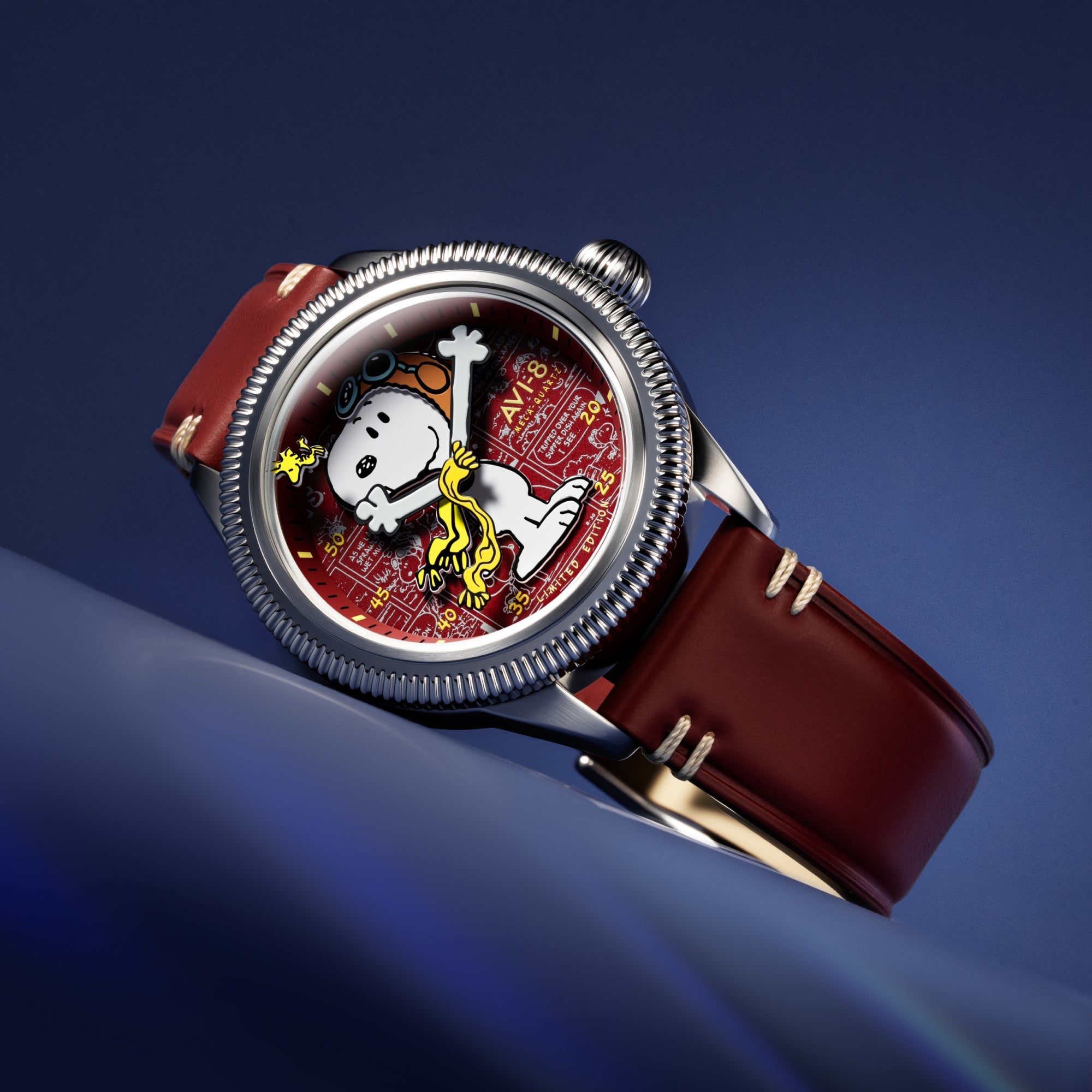 AVI-8 Flyboy Airmaster 40 Meca-Quartz Peanuts Snoopy Flying Ace Limited Edition Doghouse Red Men's Watch AV-4138-02
