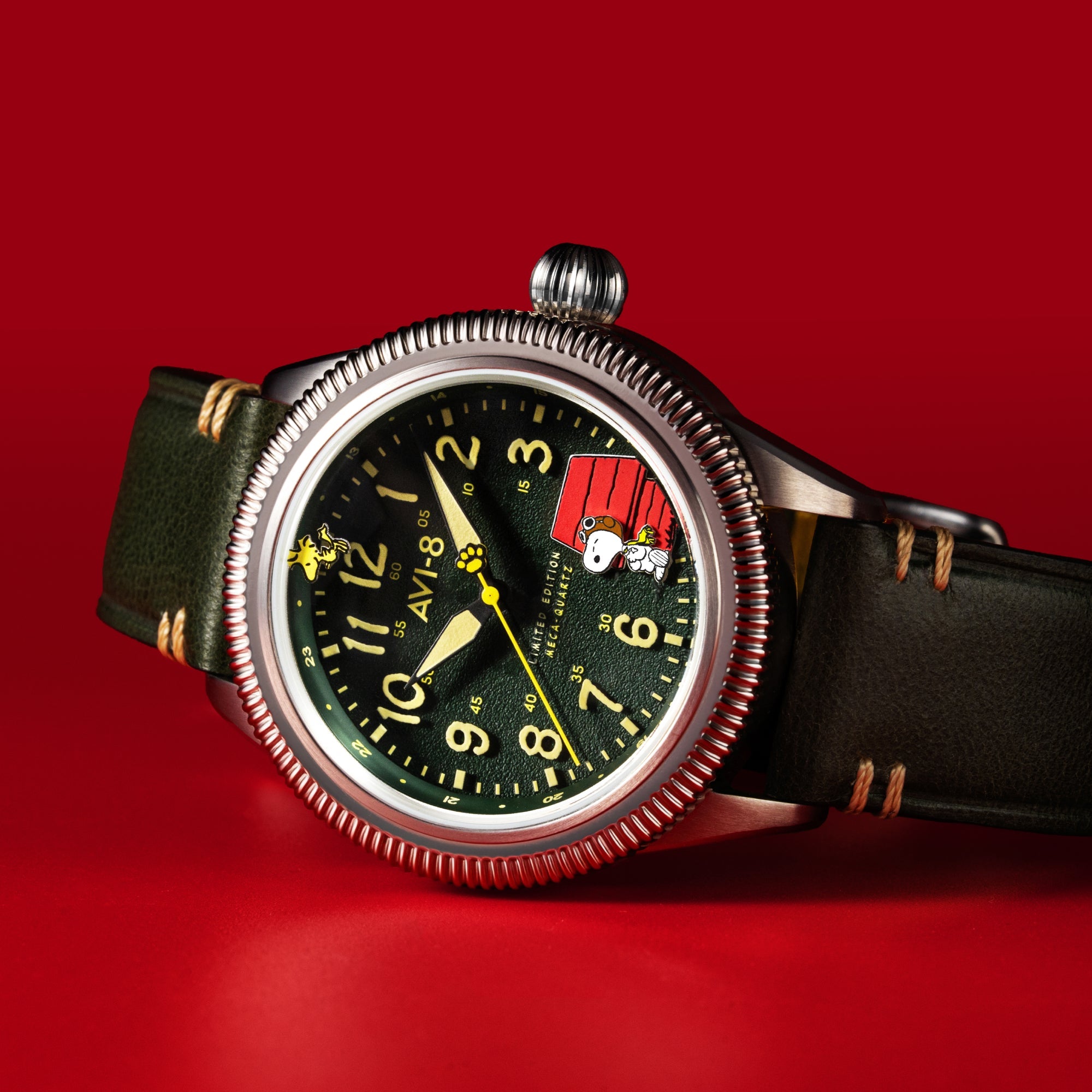AVI-8 AVI-8 Flyboy Airmaster 40 Meca-Quartz Peanuts Snoopy Flying Ace Limited Edition Doghouse Green Men's Watch AV-4139-01
