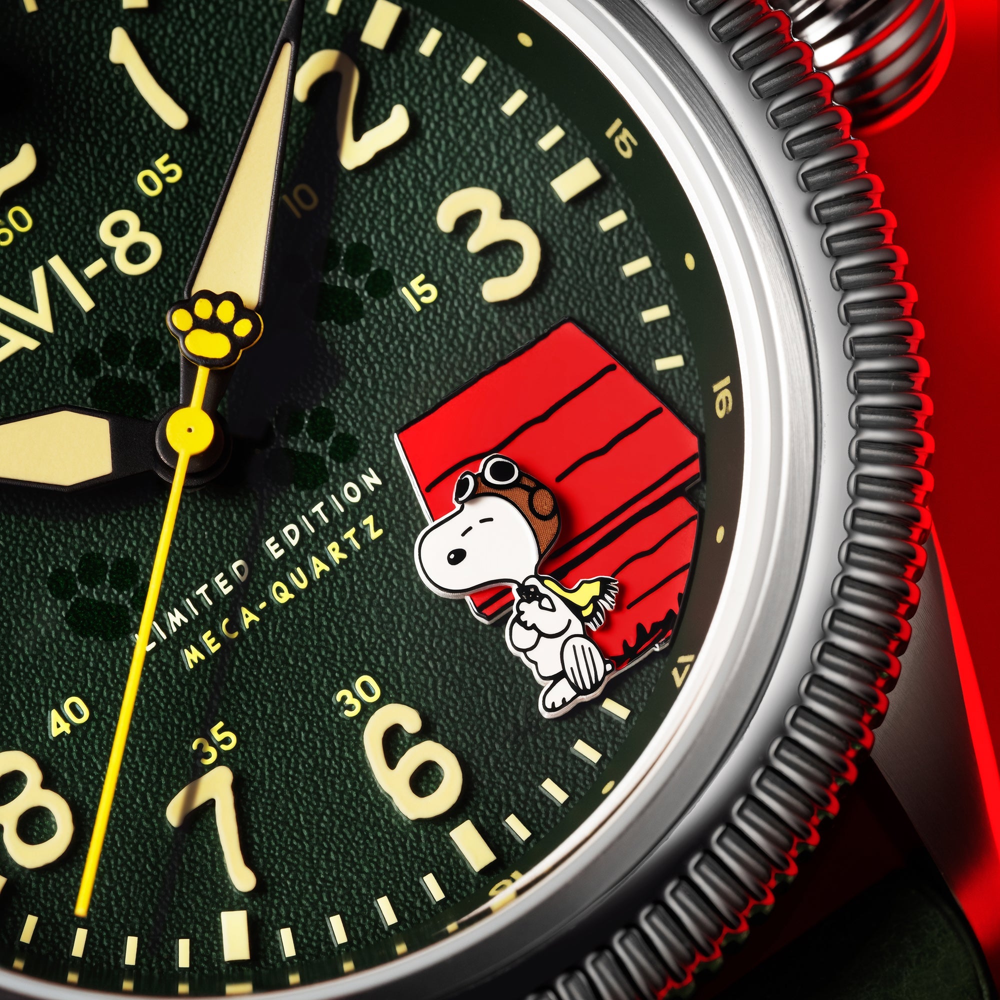 AVI-8 AVI-8 Flyboy Airmaster 40 Meca-Quartz Peanuts Snoopy Flying Ace Limited Edition Doghouse Green Men's Watch AV-4139-01