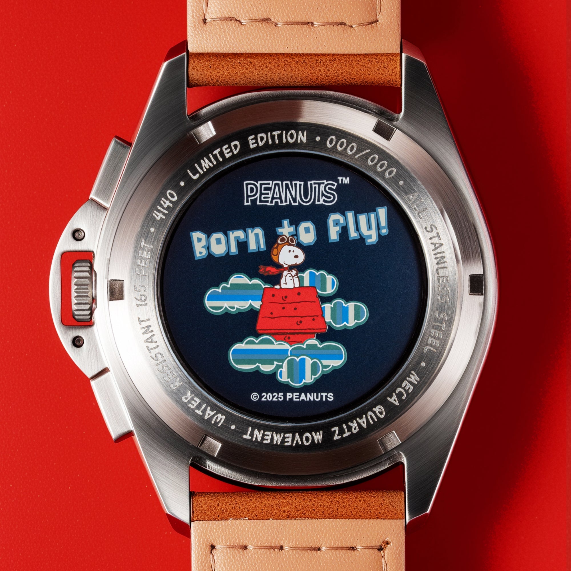 AVI-8 AVI-8 P-51 Mustang Blakeslee Chronograph Peanuts Snoopy Flying Ace Limited Edition Biplane Brown Men's Watch AV-4140-02
