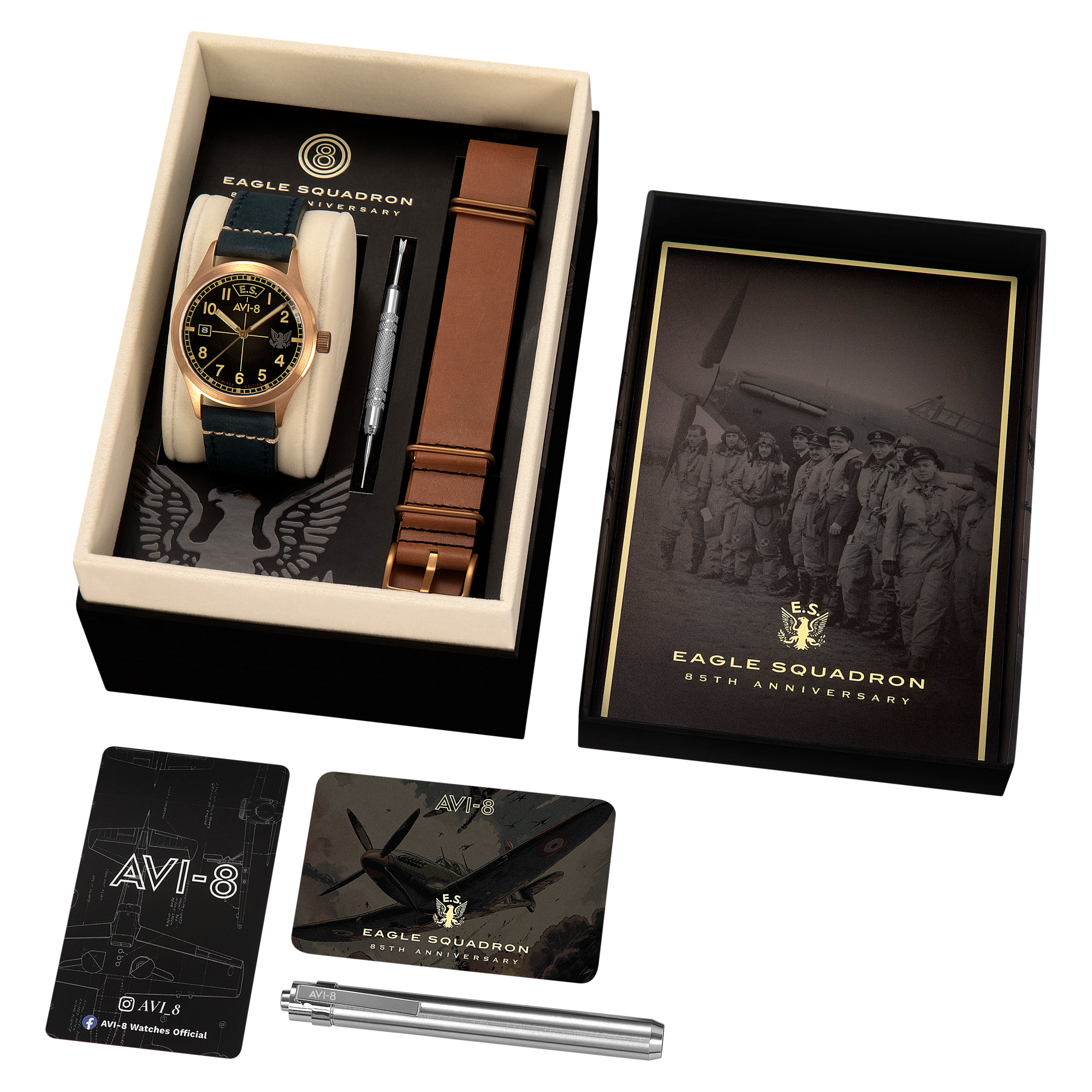 AVI-8 Flyboy Eagle Squadron Automatic Bronze 85th Limited Edition Gravesend Men's Watch AV-4145-01