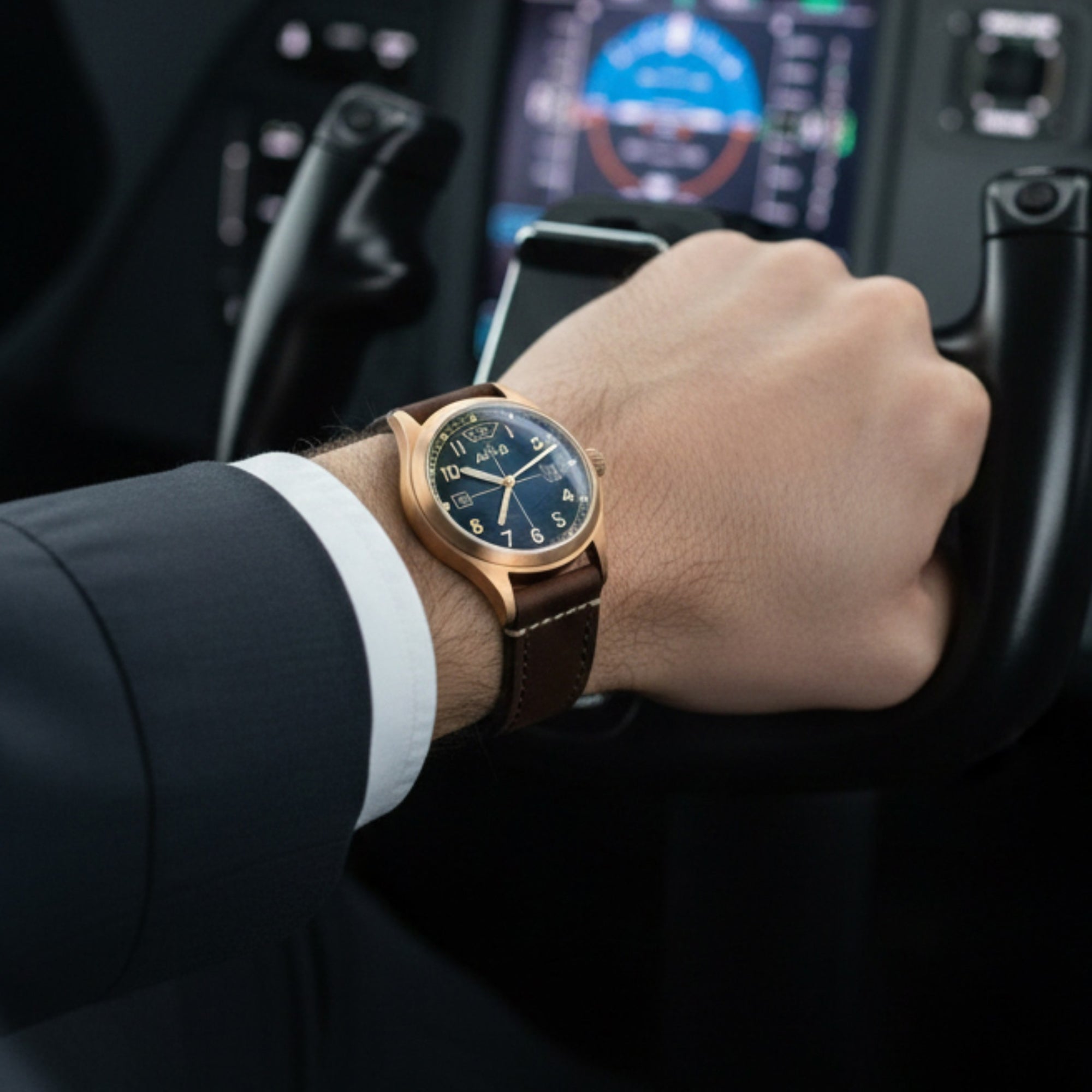 AVI-8 Flyboy Eagle Squadron Automatic Bronze 85th Limited Edition Southend Men's Watch AV-4145-02