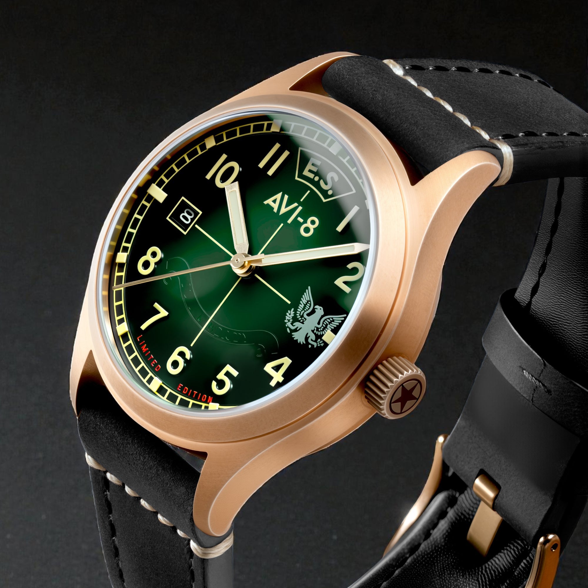 AVI-8 Flyboy Eagle Squadron Automatic Bronze 85th Limited Edition Coltishall Men's Watch AV-4145-03