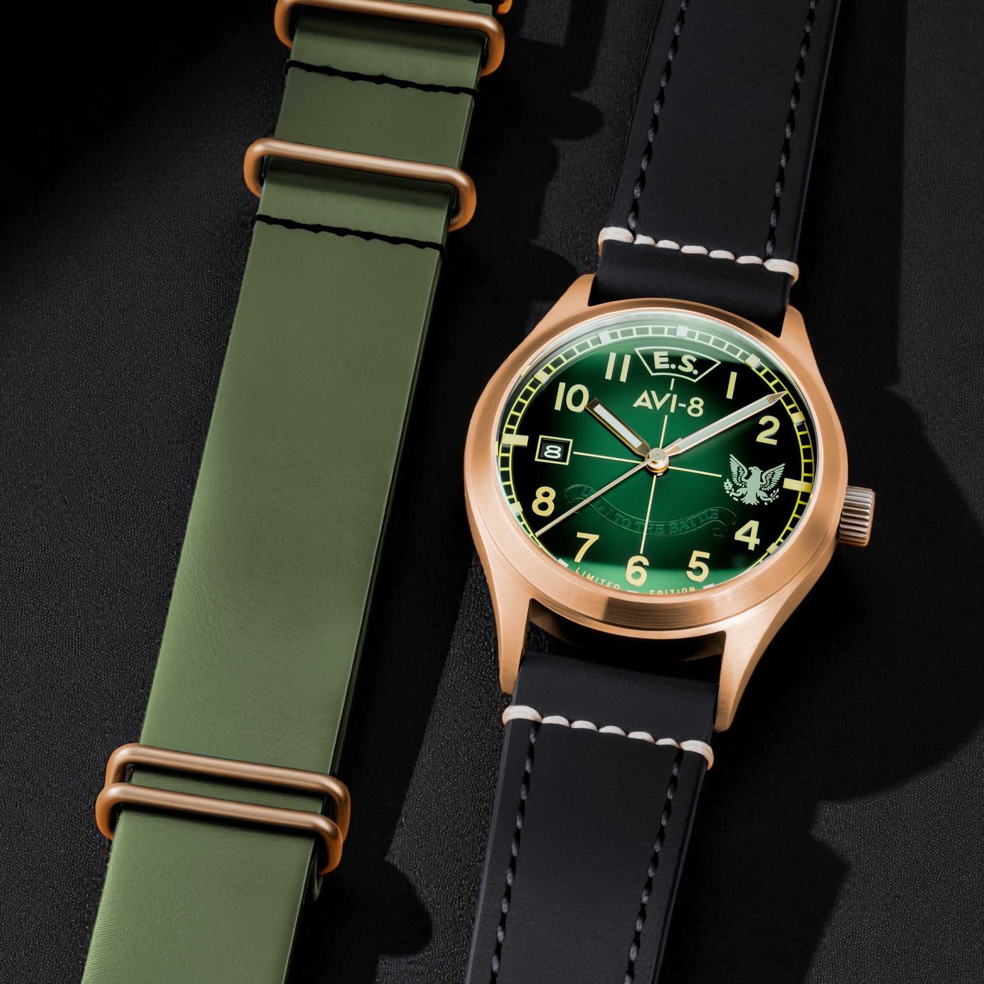 AVI-8 Flyboy Eagle Squadron Automatic Bronze 85th Limited Edition Coltishall Men's Watch AV-4145-03