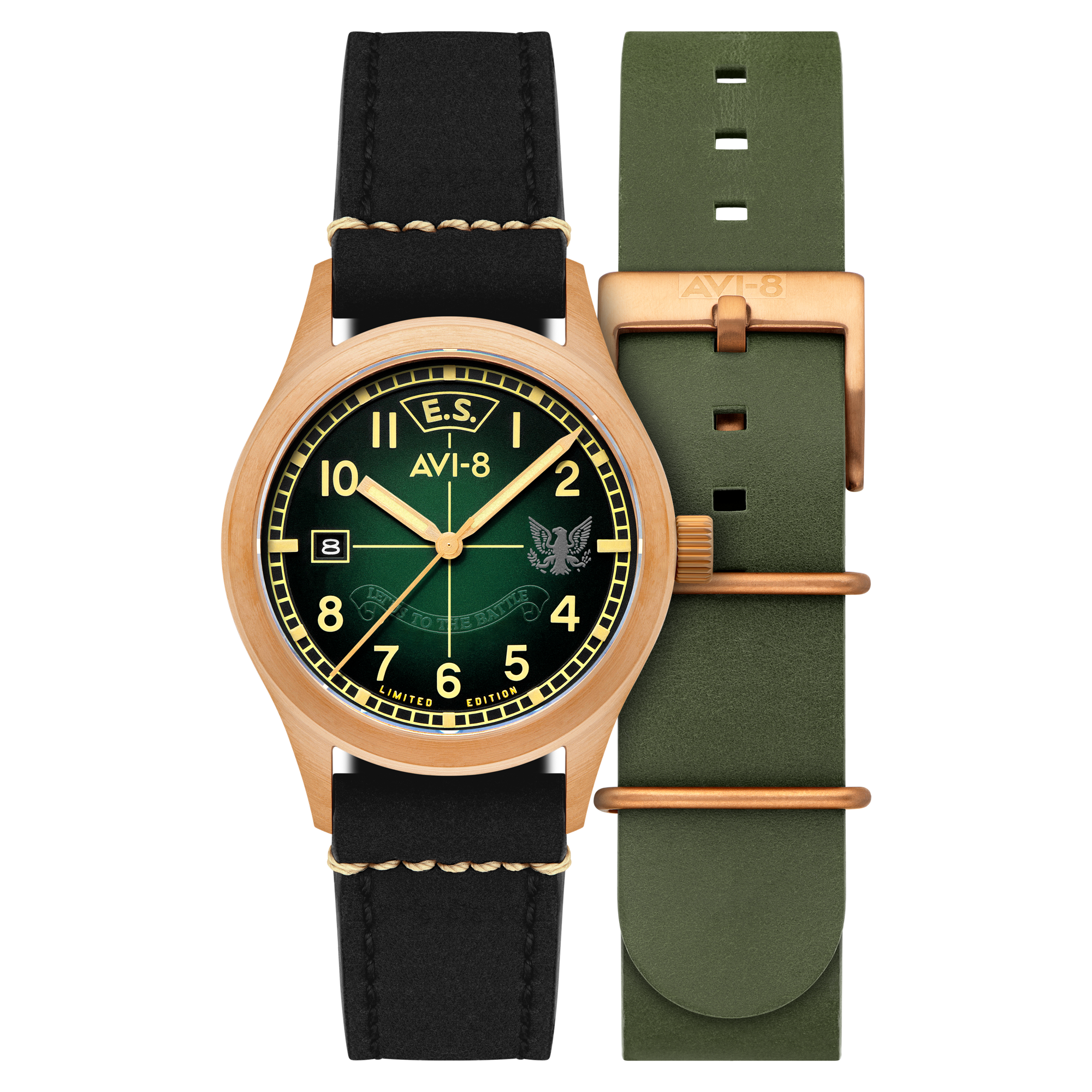 AVI-8 Flyboy Eagle Squadron Automatic Bronze 85th Limited Edition Coltishall Men's Watch AV-4145-03