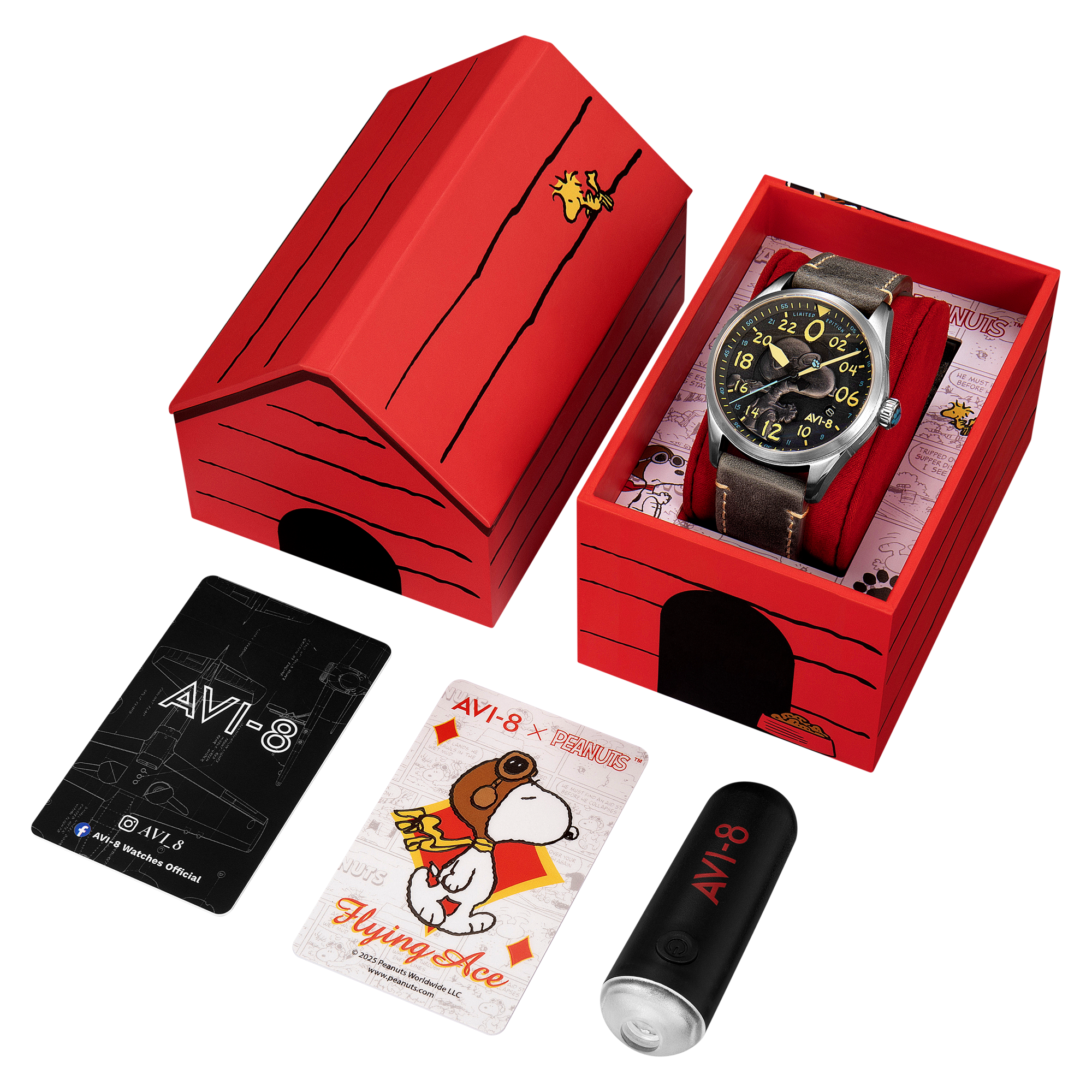 AVI-8 AVI-8 Spitfire Peanuts Snoopy Flying Ace 24 Hour Automatic Limited Edition Charcoal Grey Men's Watch AV-4150-01