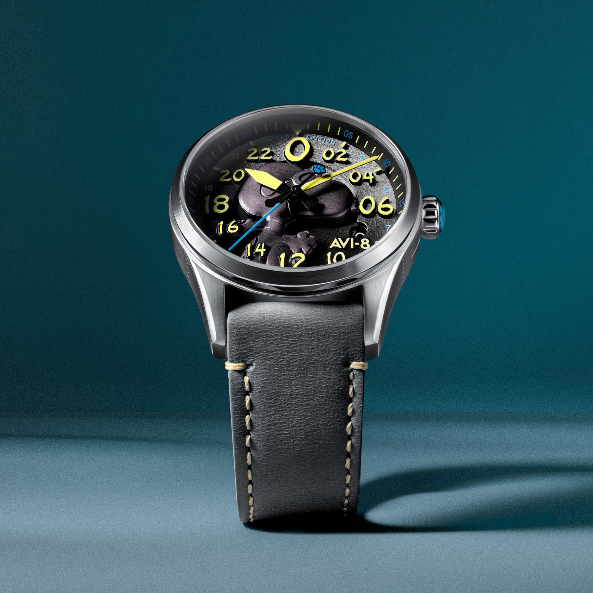 AVI-8 AVI-8 Spitfire Peanuts Snoopy Flying Ace 24 Hour Automatic Limited Edition Charcoal Grey Men's Watch AV-4150-01